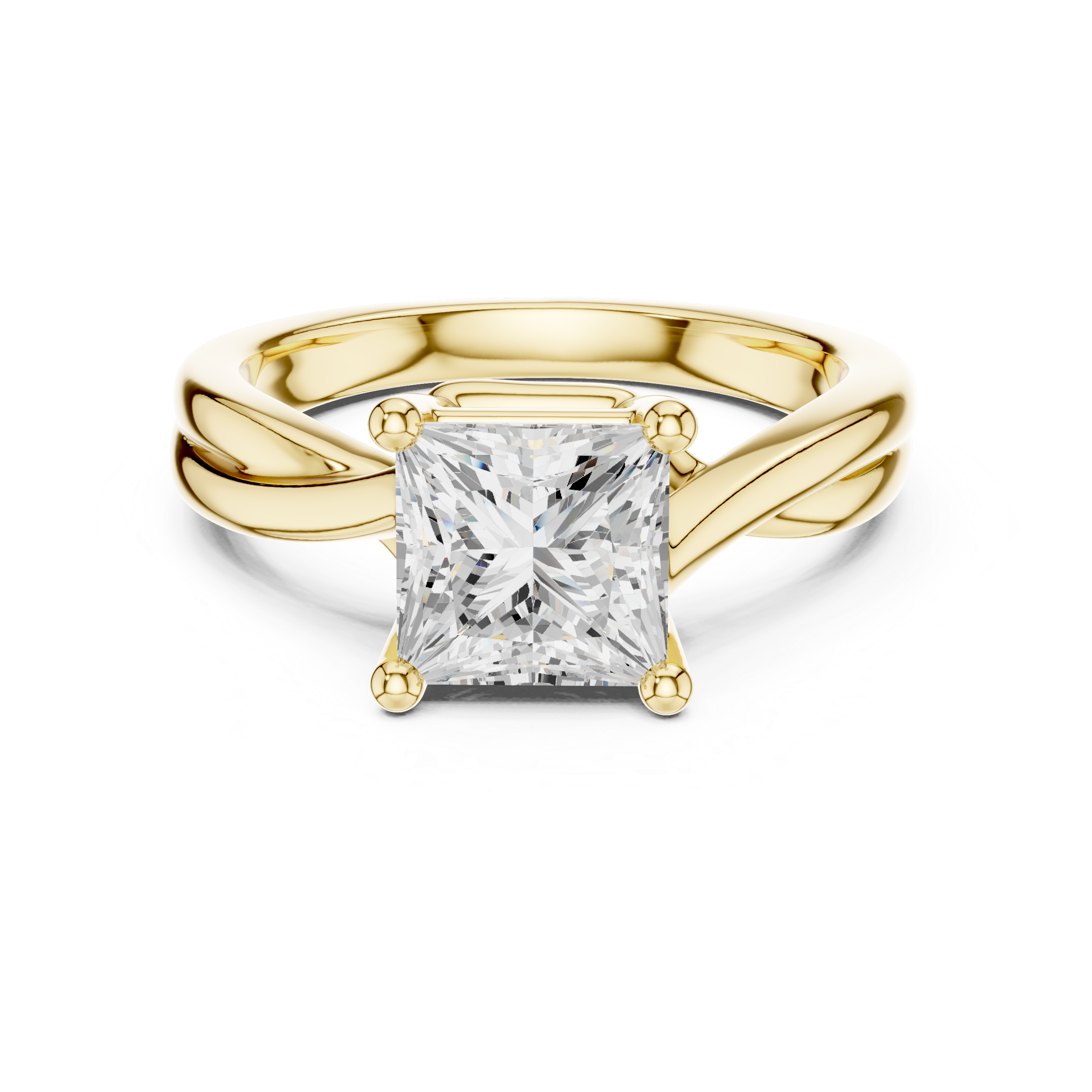 Twisted Band Princess Cut Solitaire Ring – Modern Elegant Design