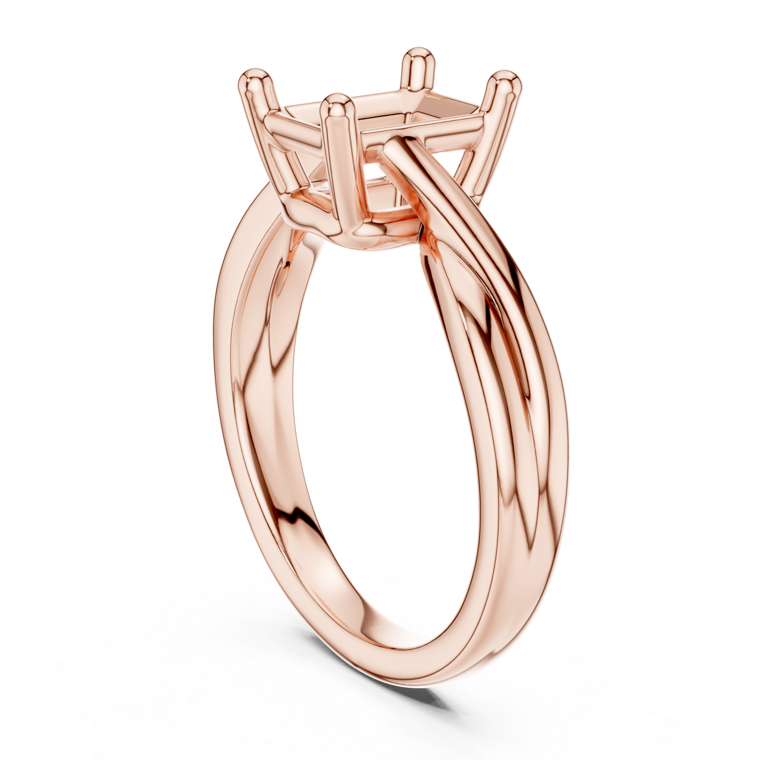 Twisted Band Radiant Cut Solitaire Ring – Contemporary Elegance