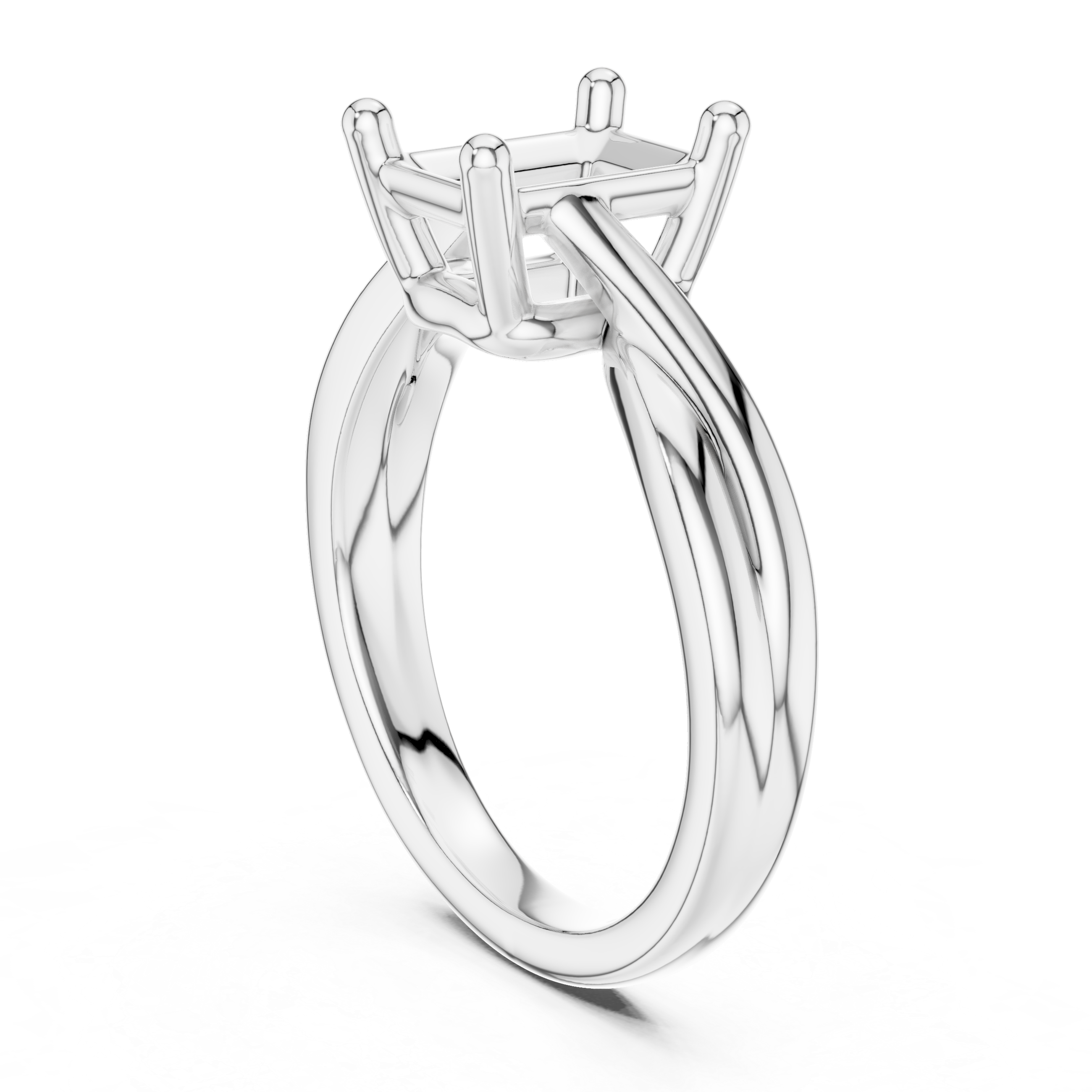 Twisted Band Radiant Cut Solitaire Ring – Contemporary Elegance