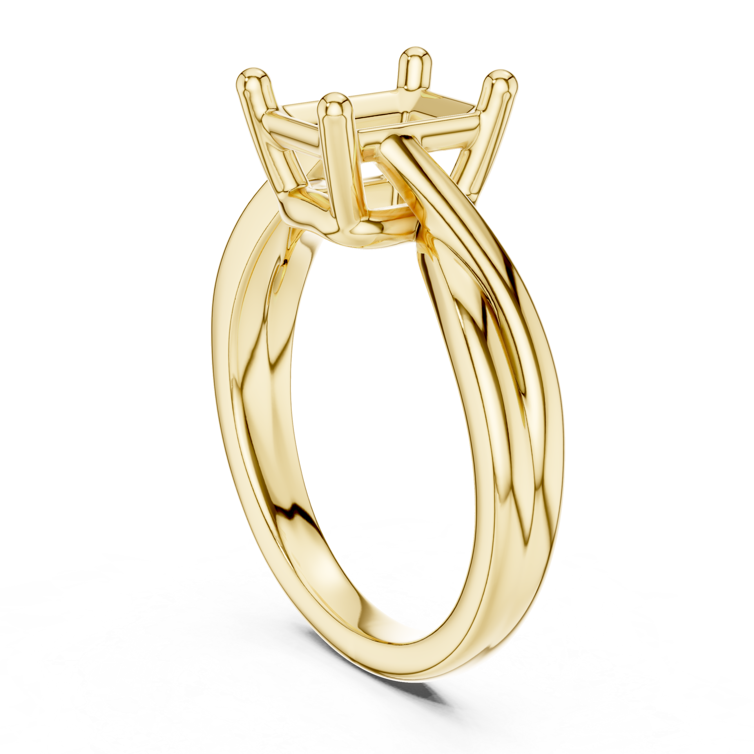 Twisted Band Radiant Cut Solitaire Ring – Contemporary Elegance