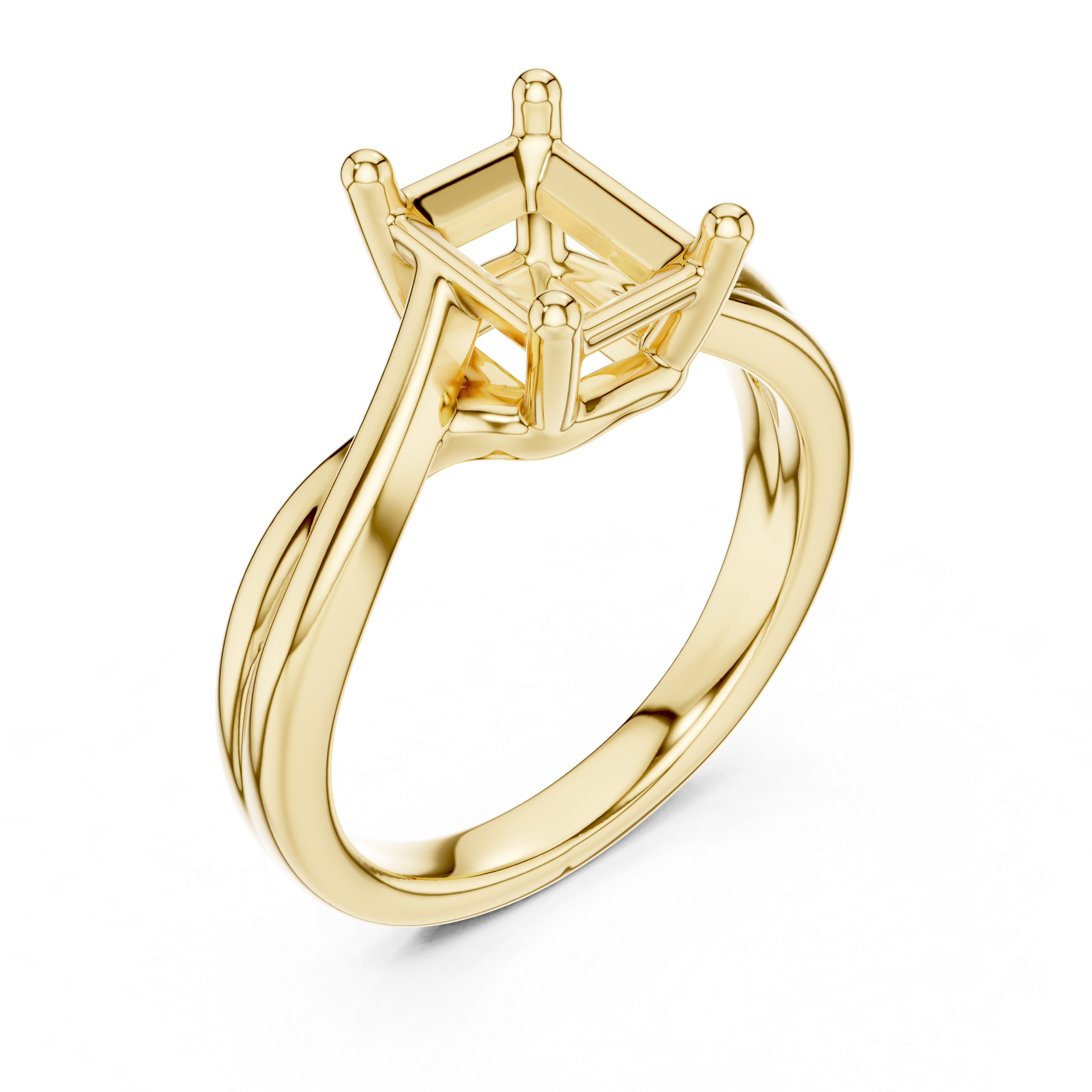 Twisted Band Radiant Cut Solitaire Ring – Contemporary Elegance