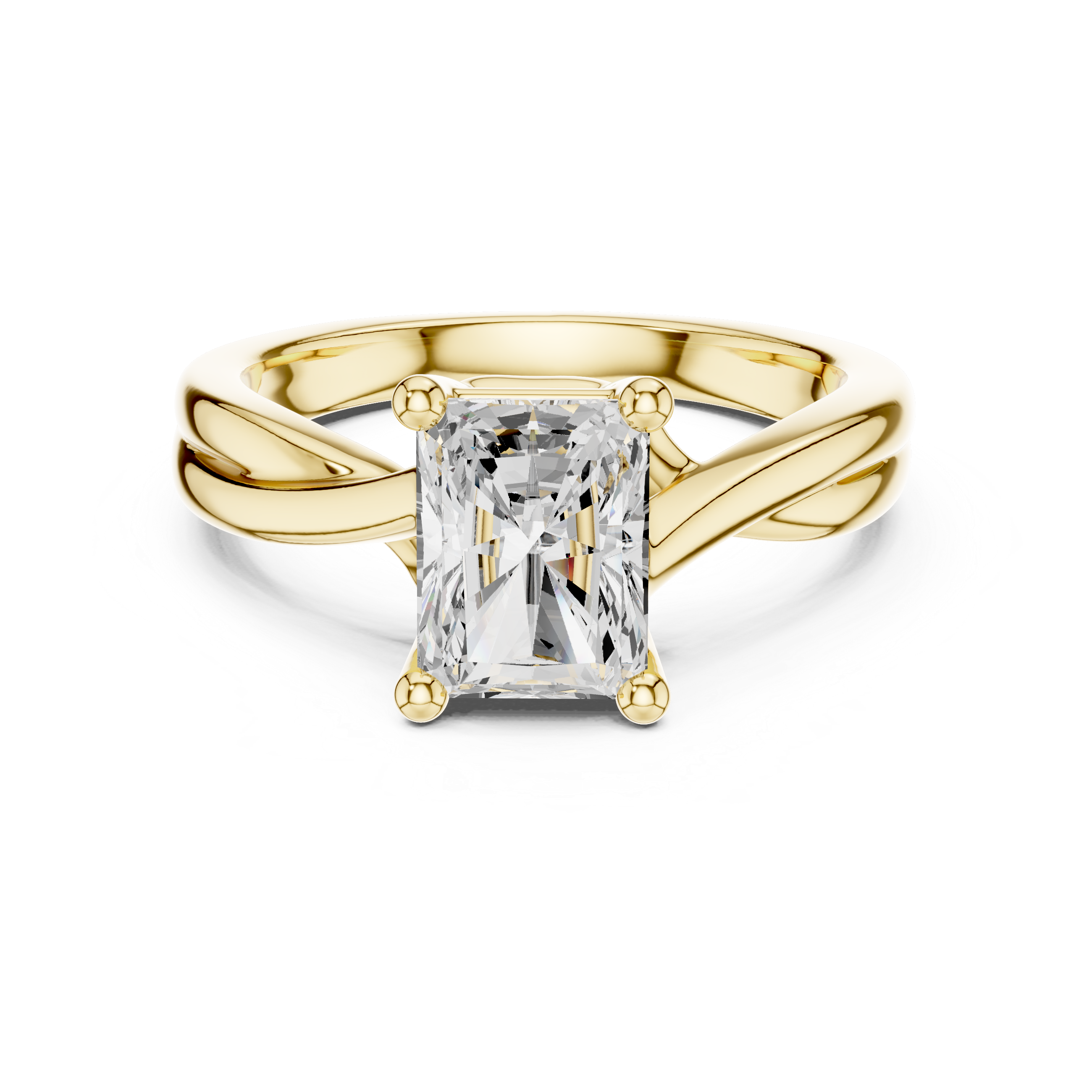 Twisted Band Radiant Cut Solitaire Ring – Contemporary Elegance