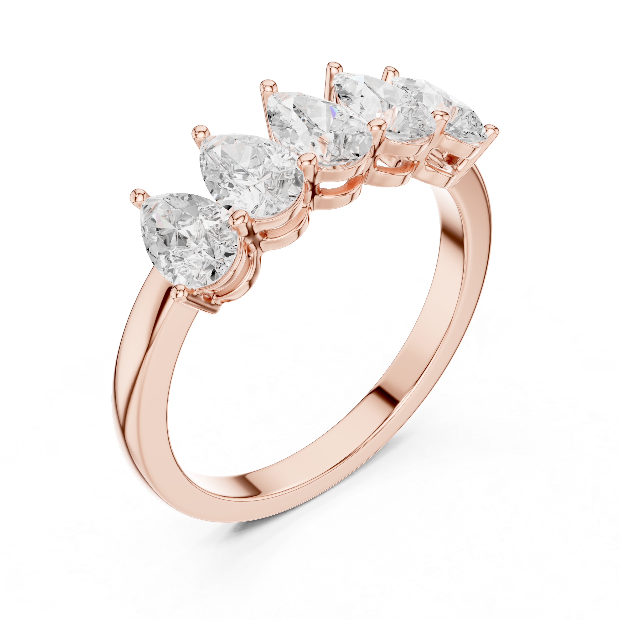Five Stone Pear Cut Anniversary Ring – Pear Diamond Wedding Band