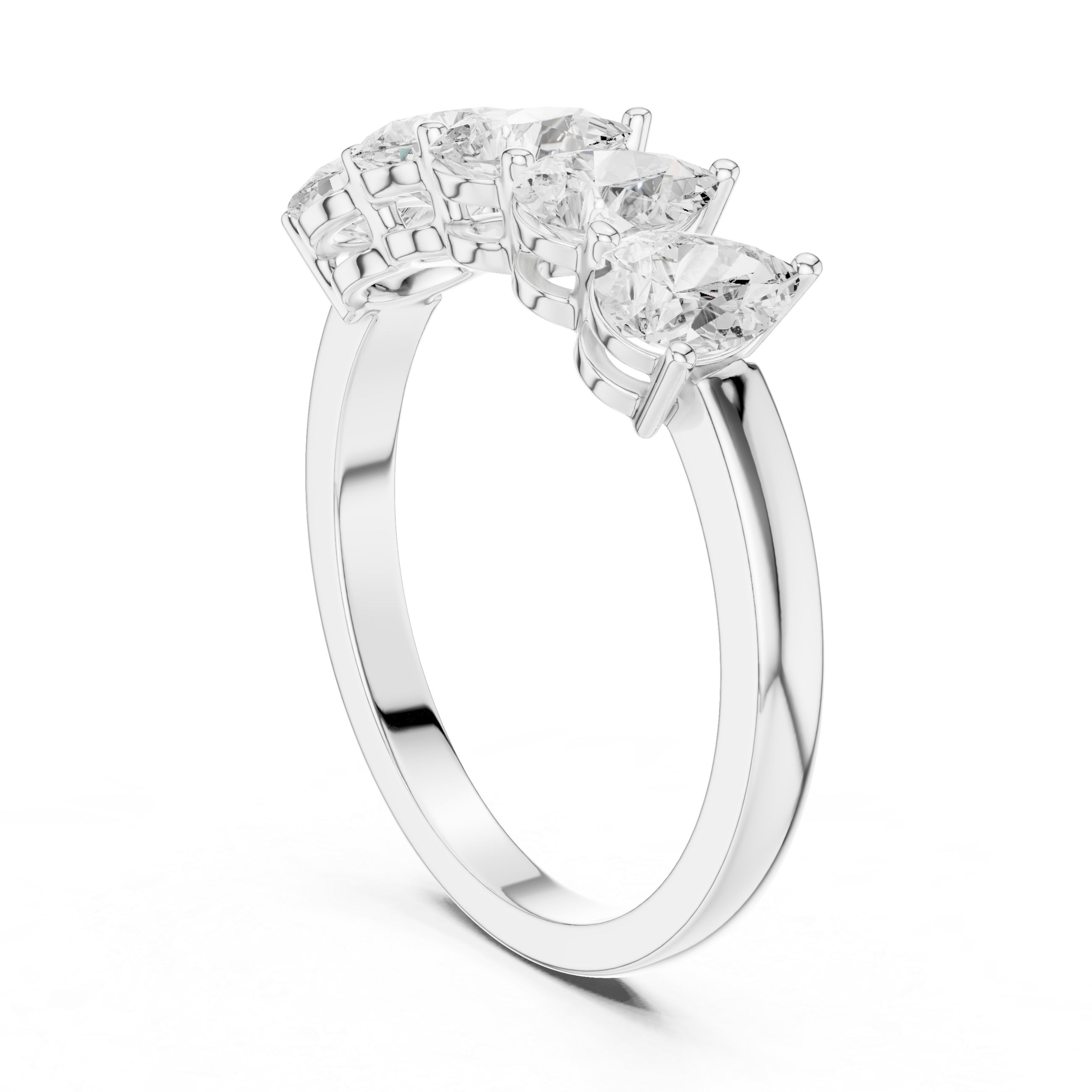Five Stone Pear Cut Anniversary Ring – Pear Diamond Wedding Band