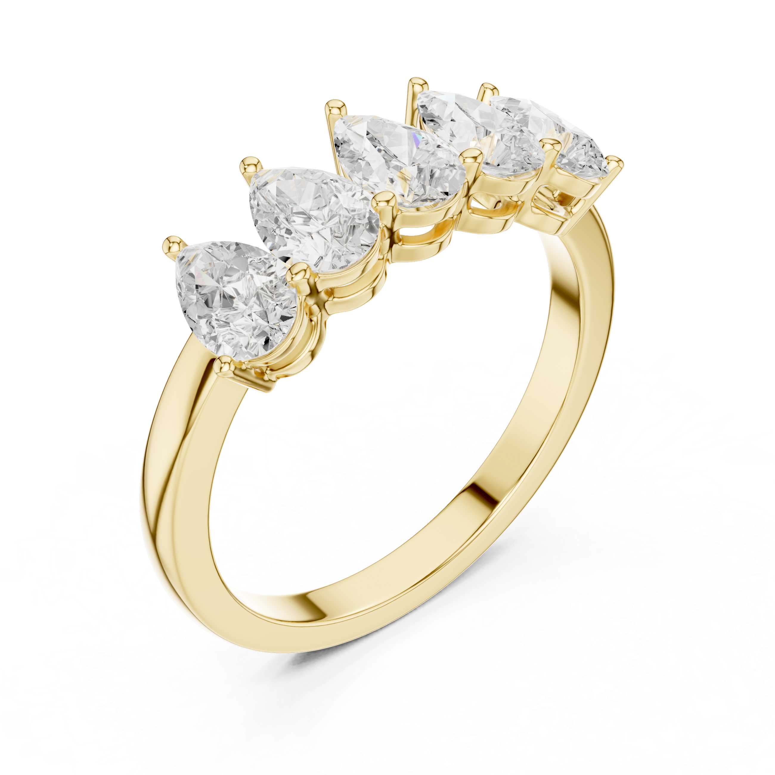 Five Stone Pear Cut Anniversary Ring – Pear Diamond Wedding Band