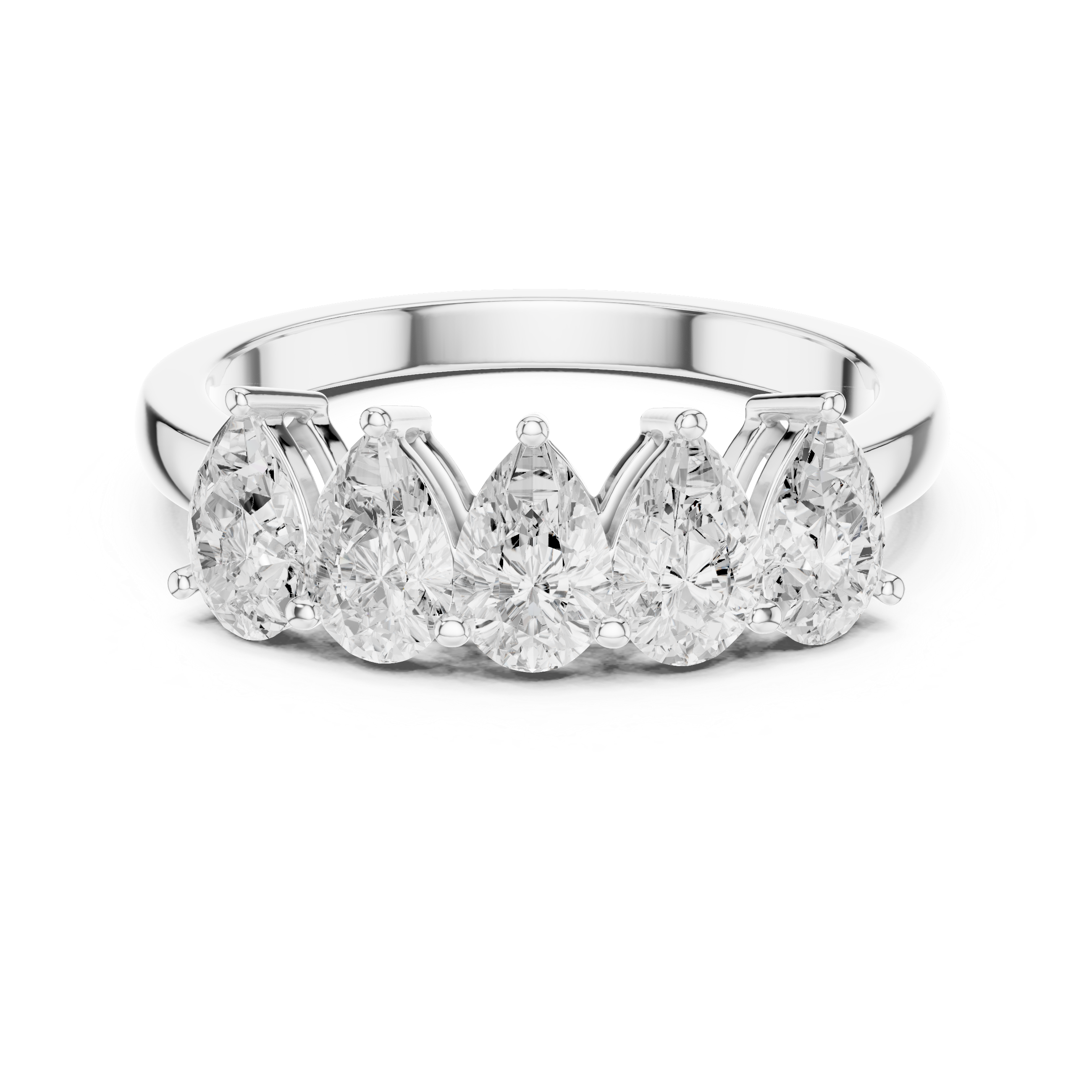 Five Stone Pear Cut Anniversary Ring – Pear Diamond Wedding Band