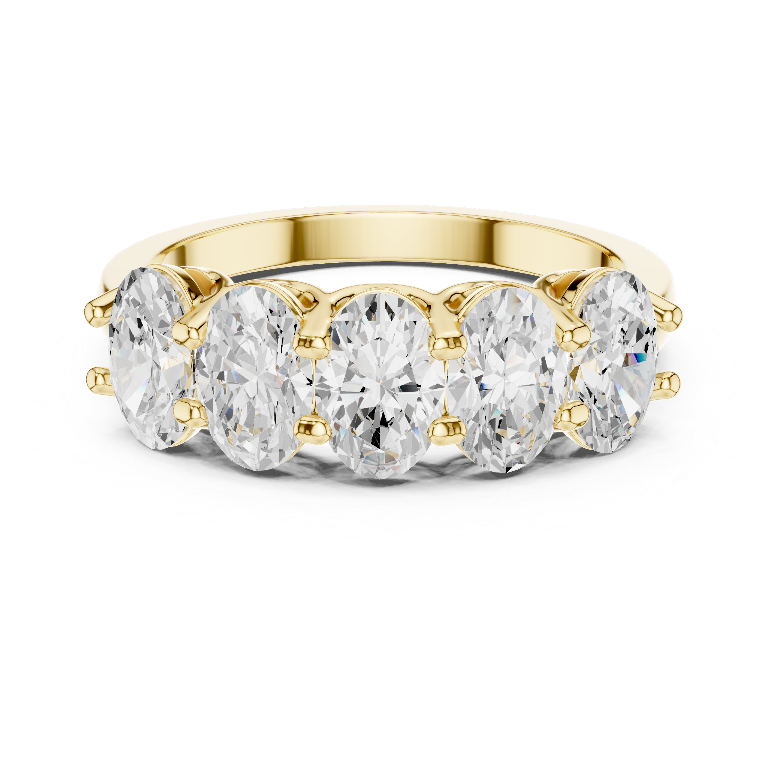 Five Stone Oval Cut Anniversary Ring – Shared Prong Wedding Band
