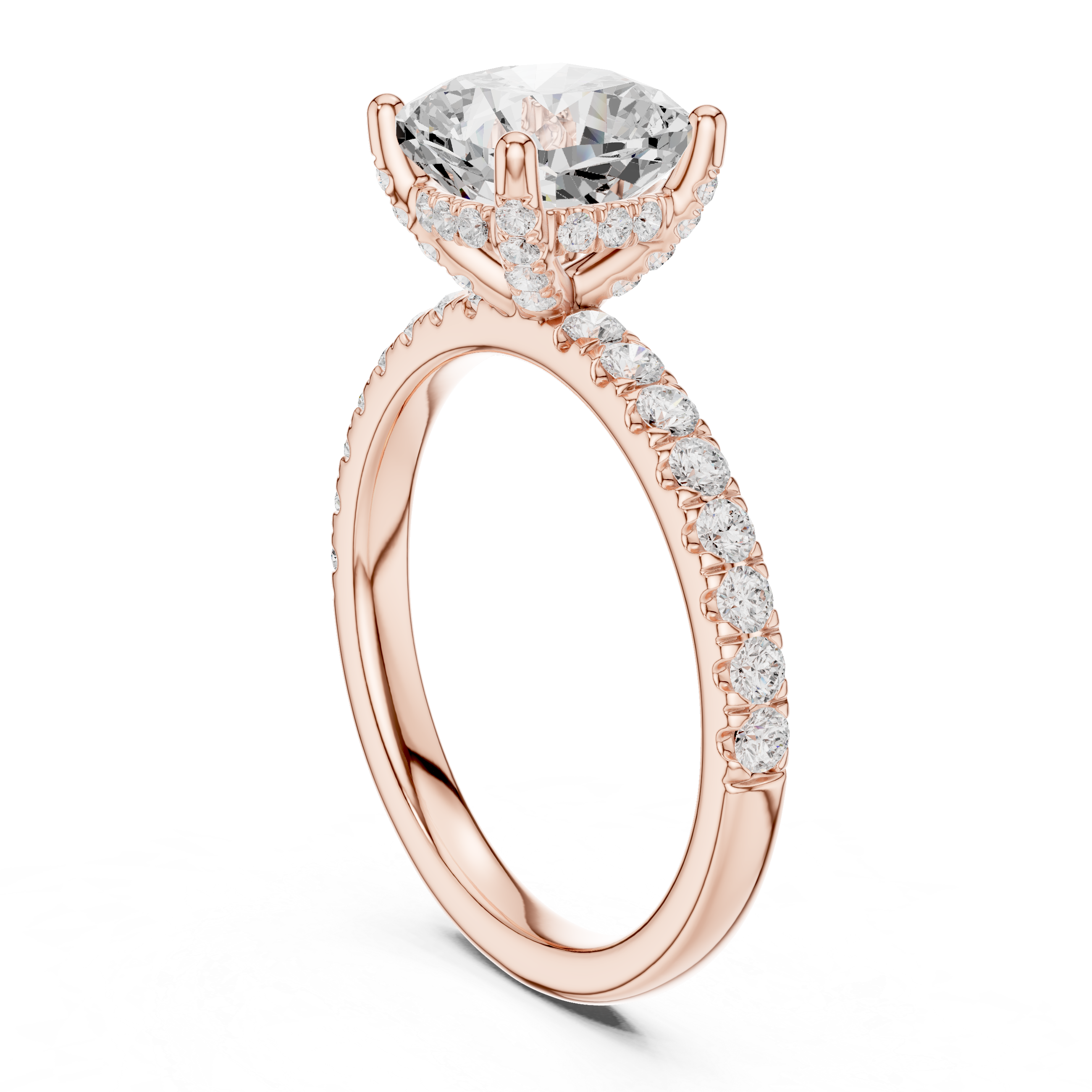Cushion Cut Pavé Solitaire Engagement Ring with Hidden Diamond Gallery