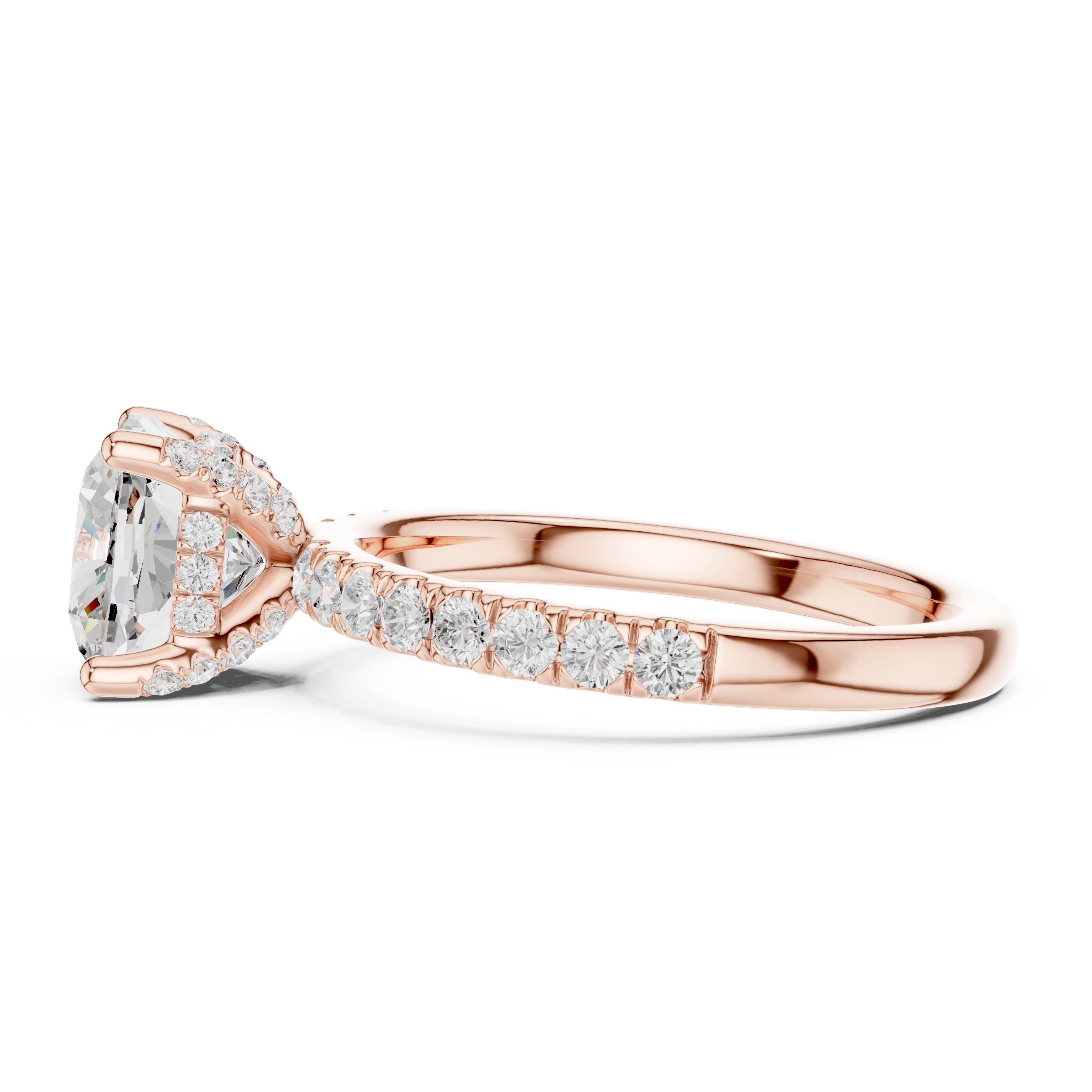 Cushion Cut Pavé Solitaire Engagement Ring with Hidden Diamond Gallery