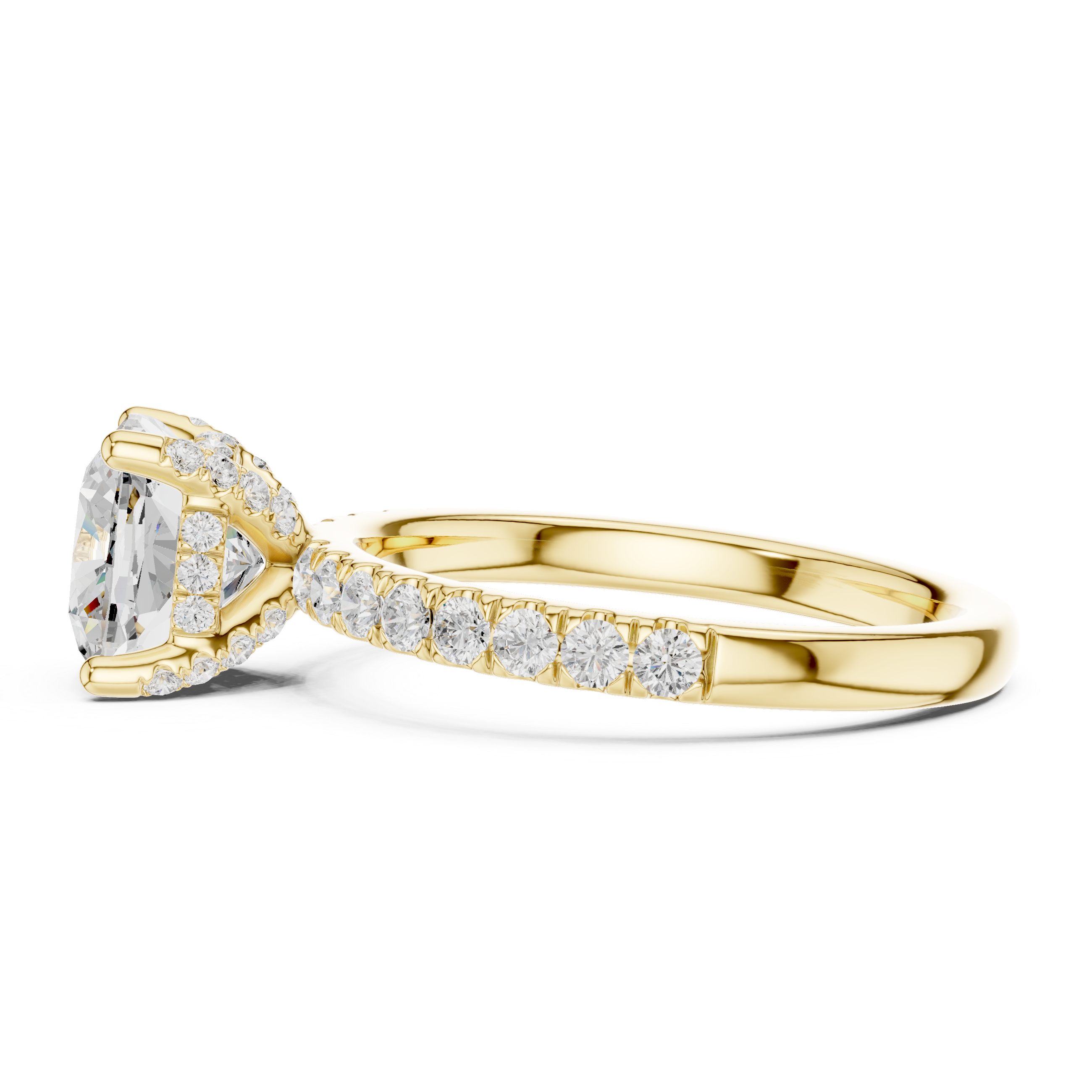Cushion Cut Pavé Solitaire Engagement Ring with Hidden Diamond Gallery