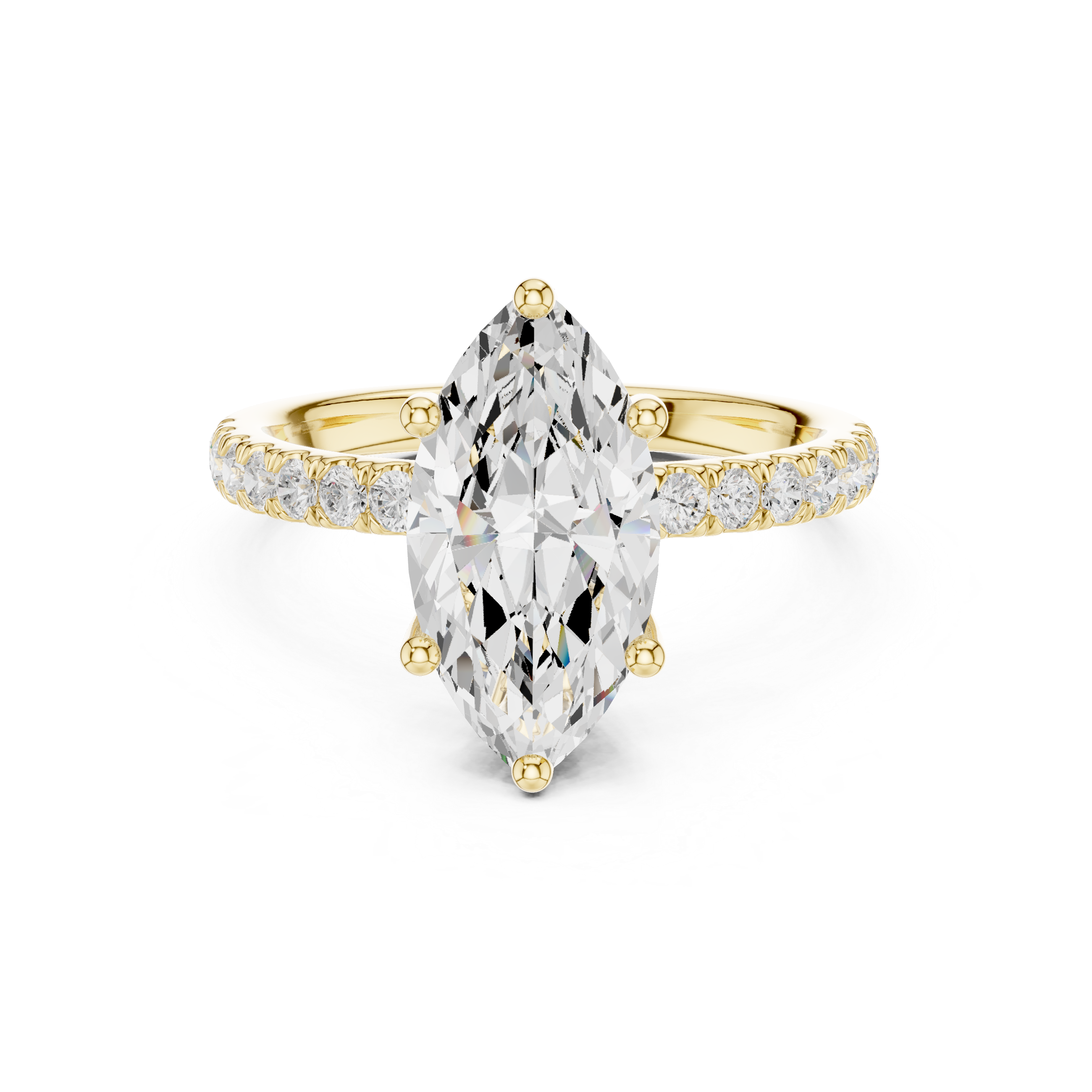 Marquise Cut Pavé Solitaire Engagement Ring with Hidden Diamond Gallery