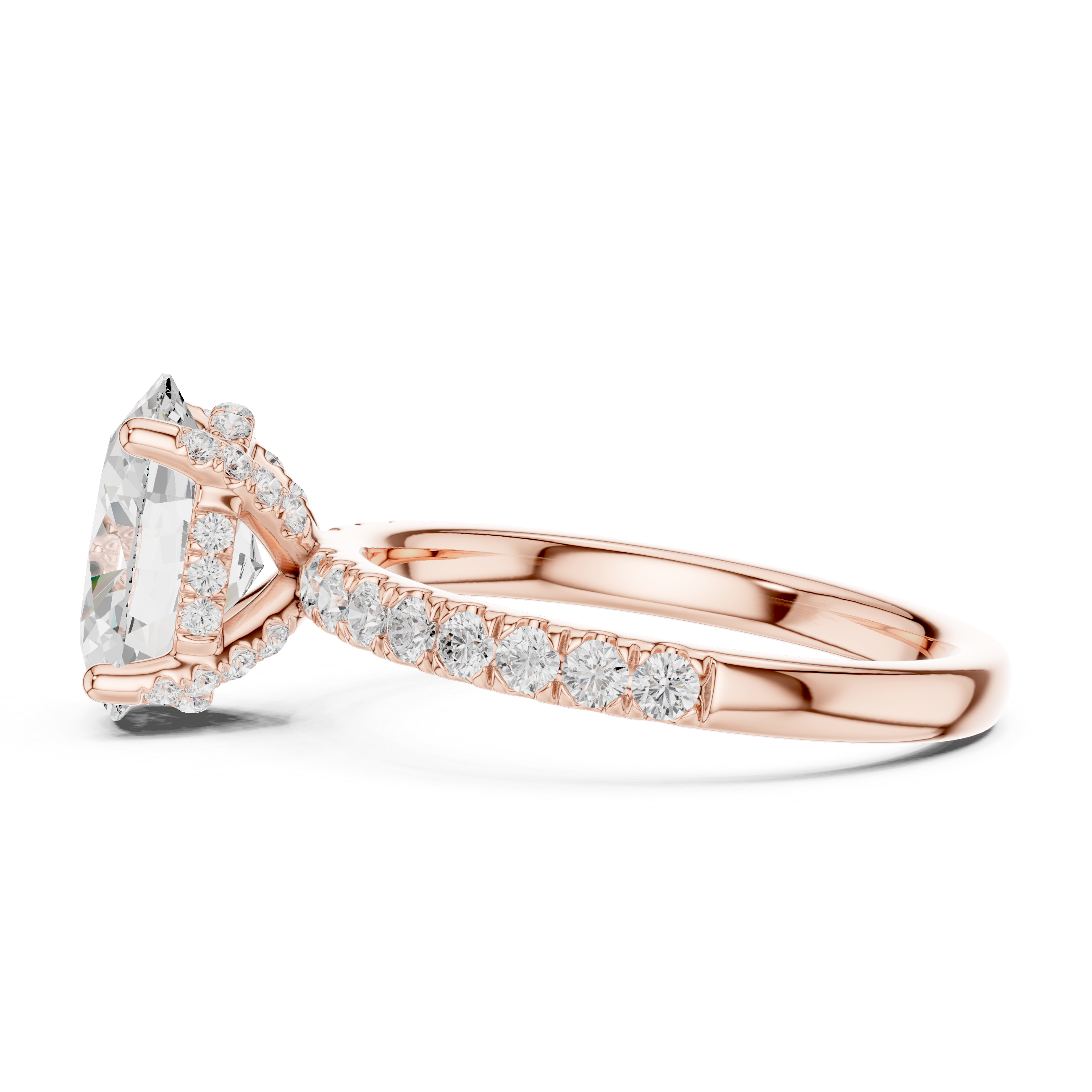 Oval Cut Pavé Solitaire Engagement Ring with Hidden Diamond Gallery