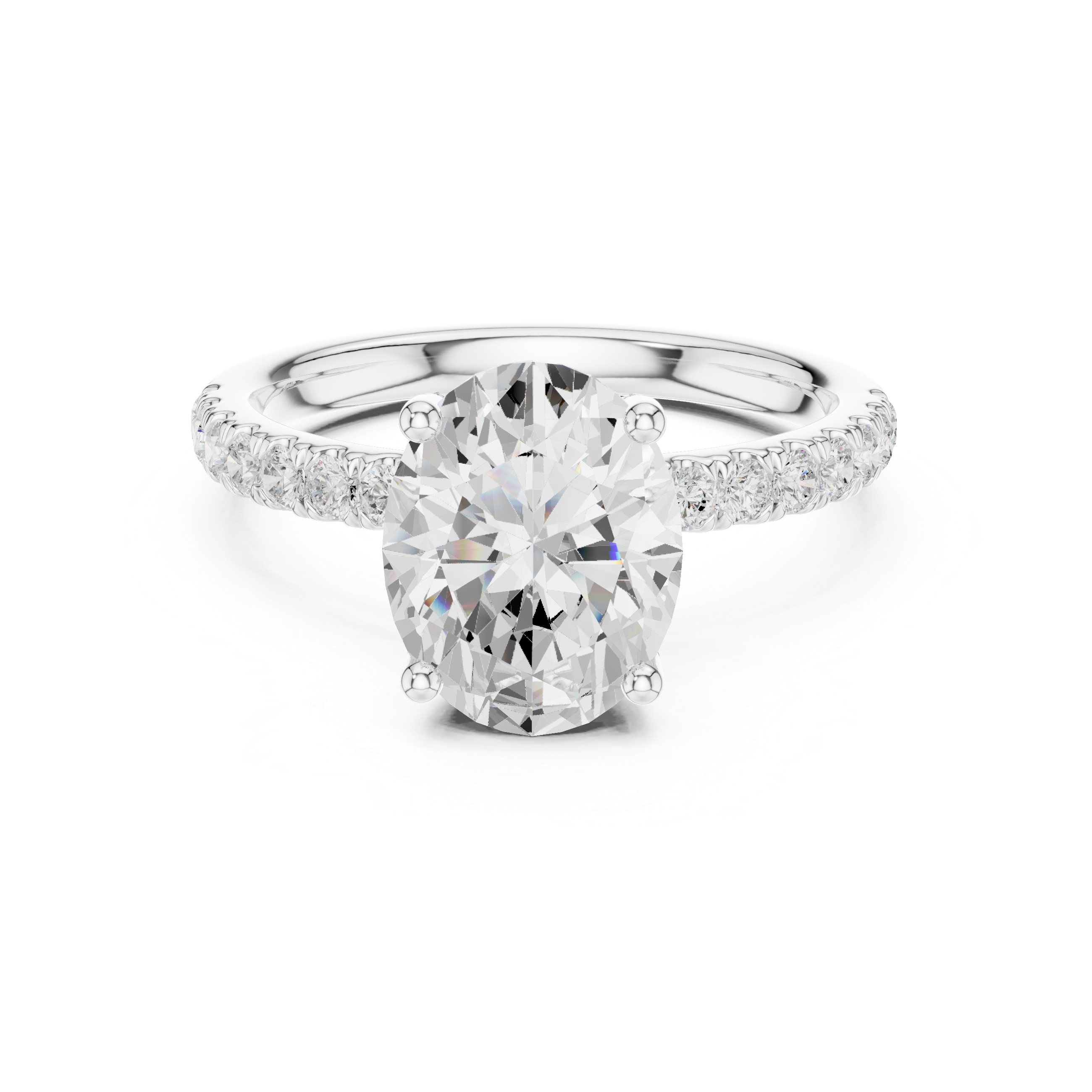 Oval Cut Pavé Solitaire Engagement Ring with Hidden Diamond Gallery
