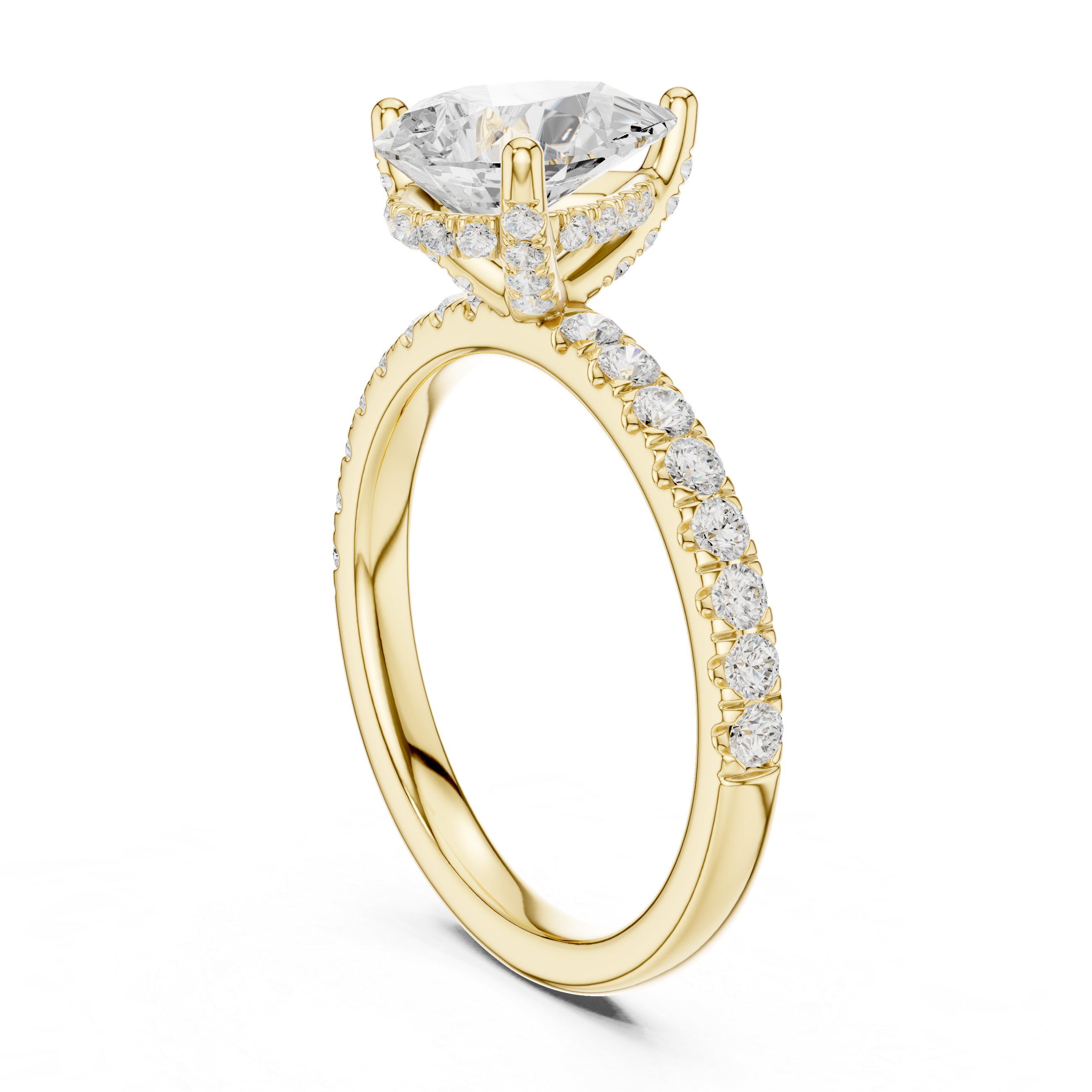 Pear Cut Pavé Solitaire Engagement Ring with Hidden Diamond Gallery
