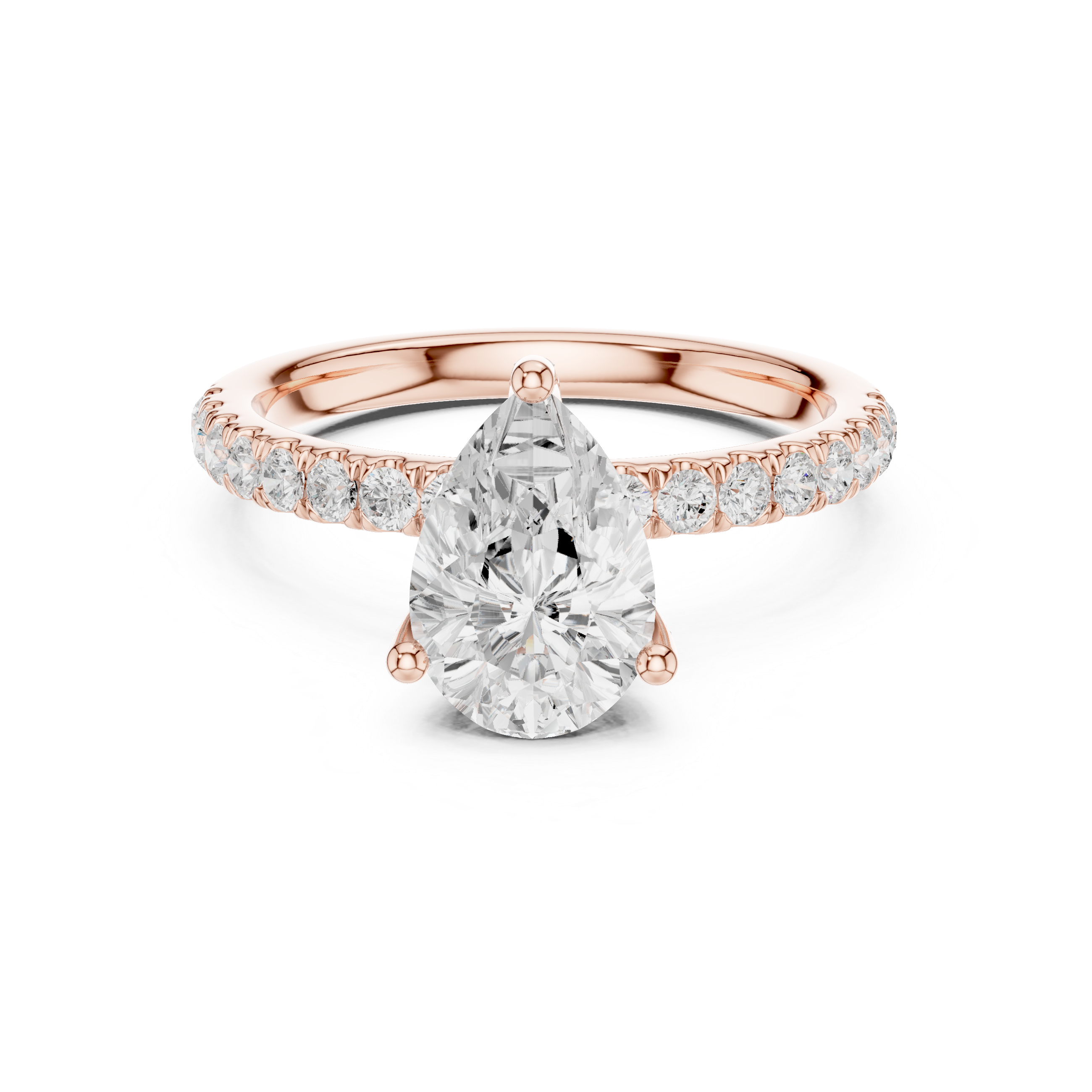 Pear Cut Pavé Solitaire Engagement Ring with Hidden Diamond Gallery