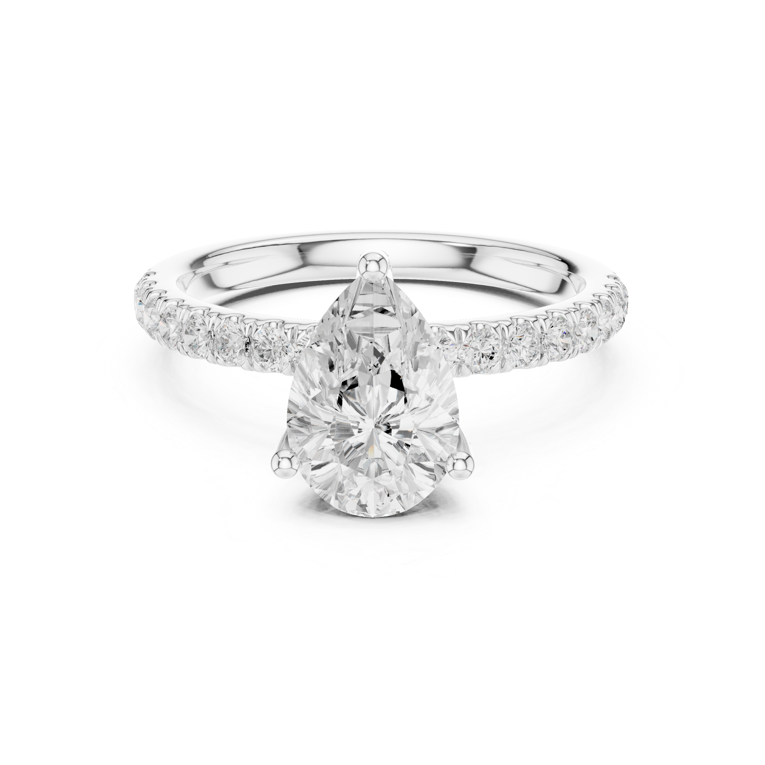 Pear Cut Pavé Solitaire Engagement Ring with Hidden Diamond Gallery