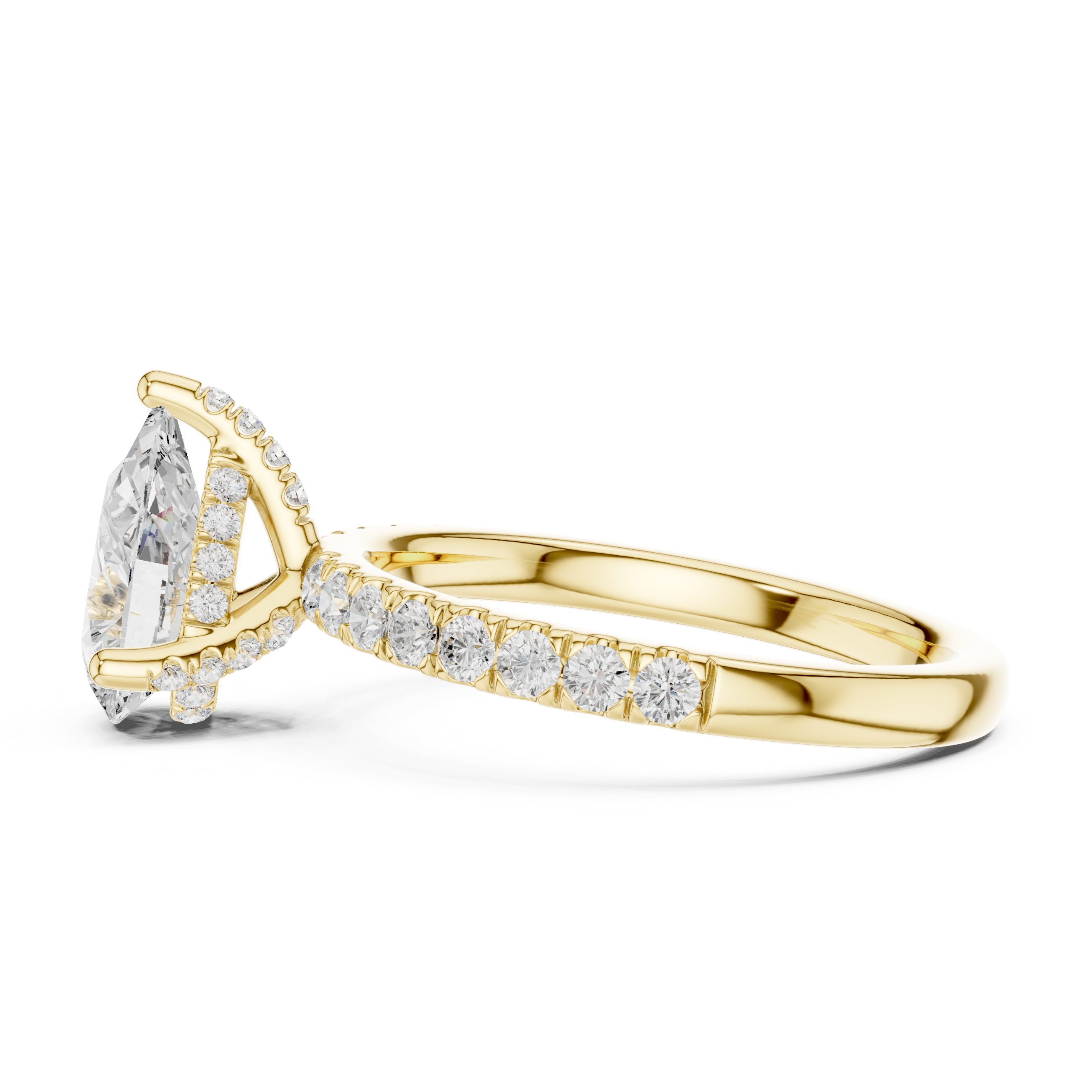 Pear Cut Pavé Solitaire Engagement Ring with Hidden Diamond Gallery