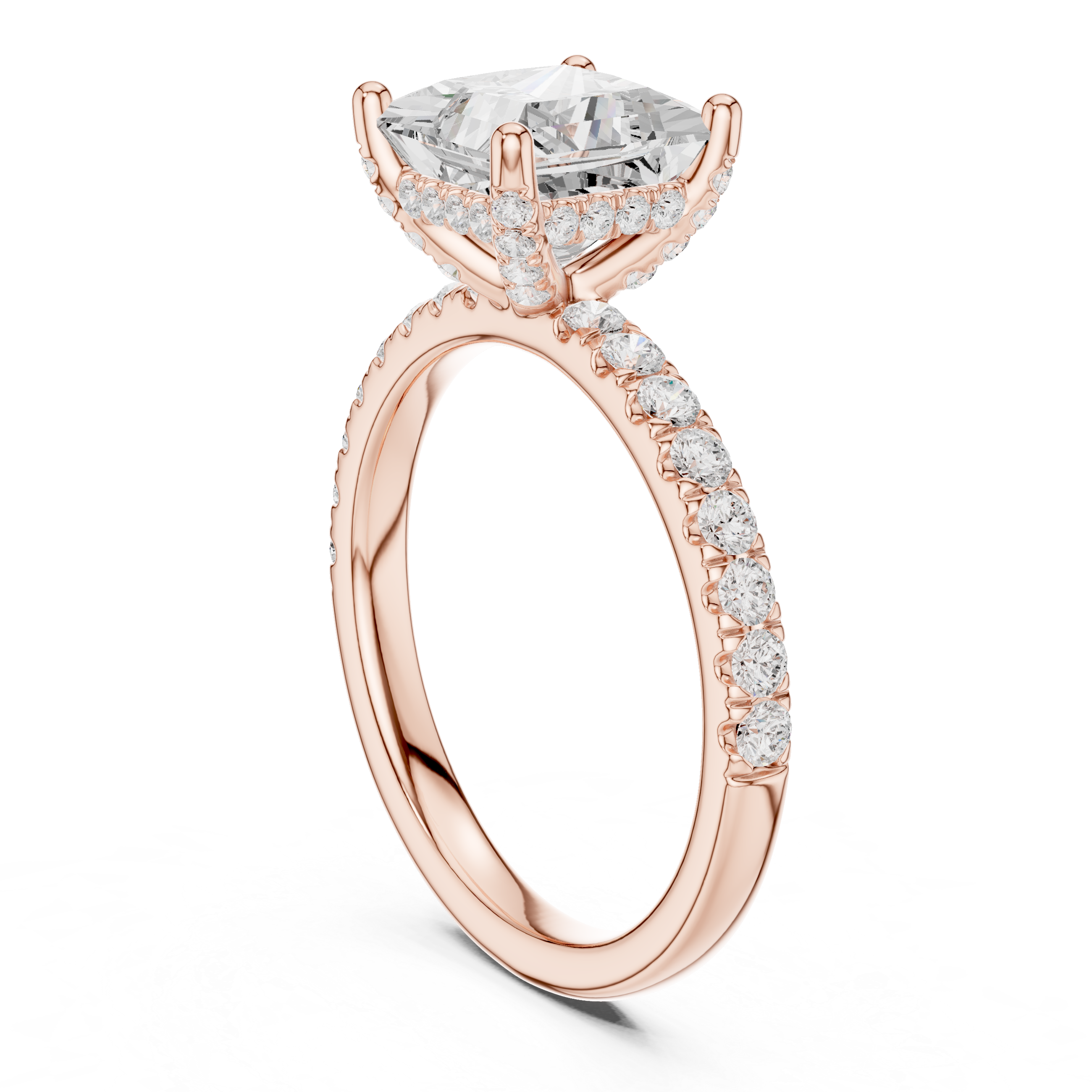 Princess Cut Pavé Solitaire Engagement Ring with Hidden Diamond Gallery