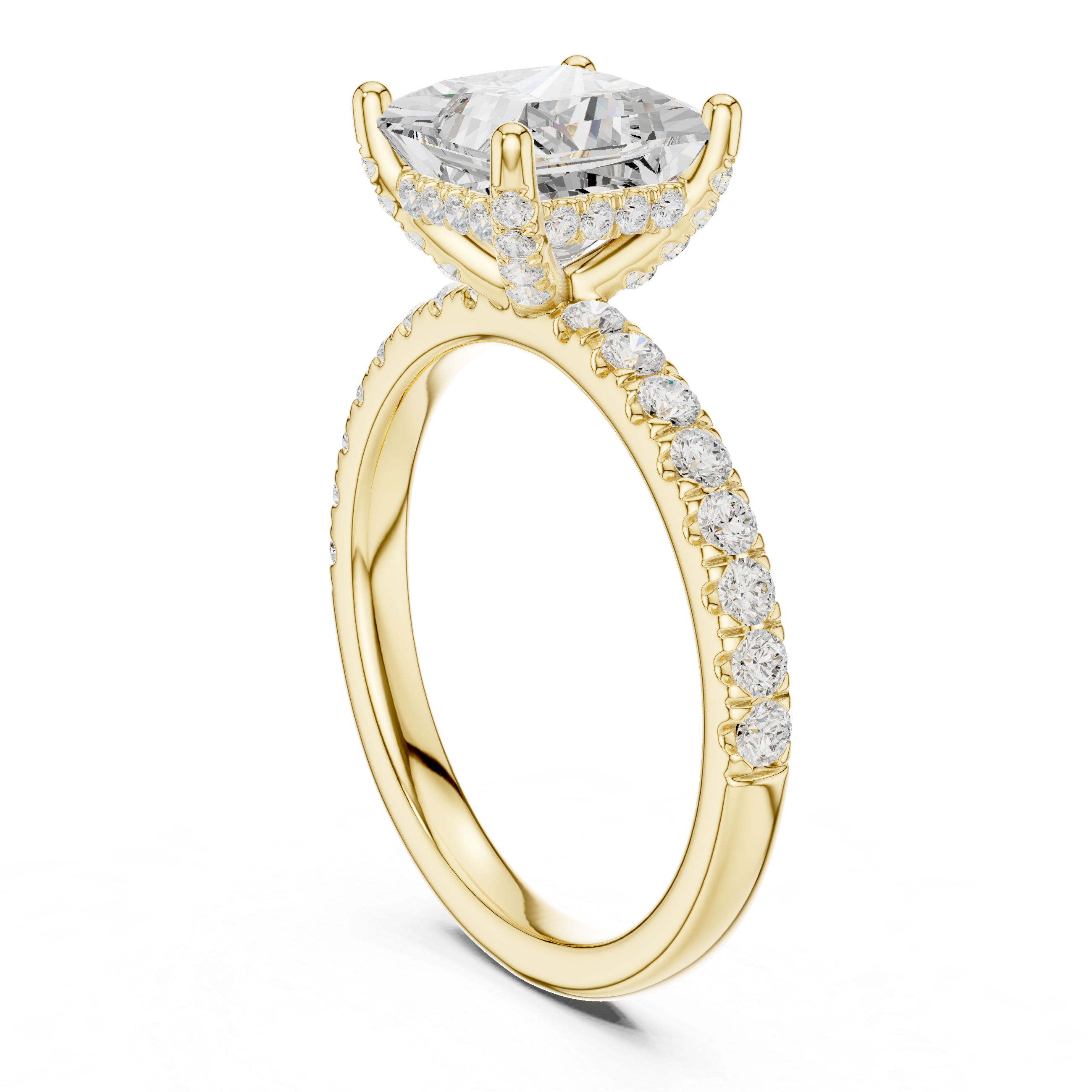 Princess Cut Pavé Solitaire Engagement Ring with Hidden Diamond Gallery