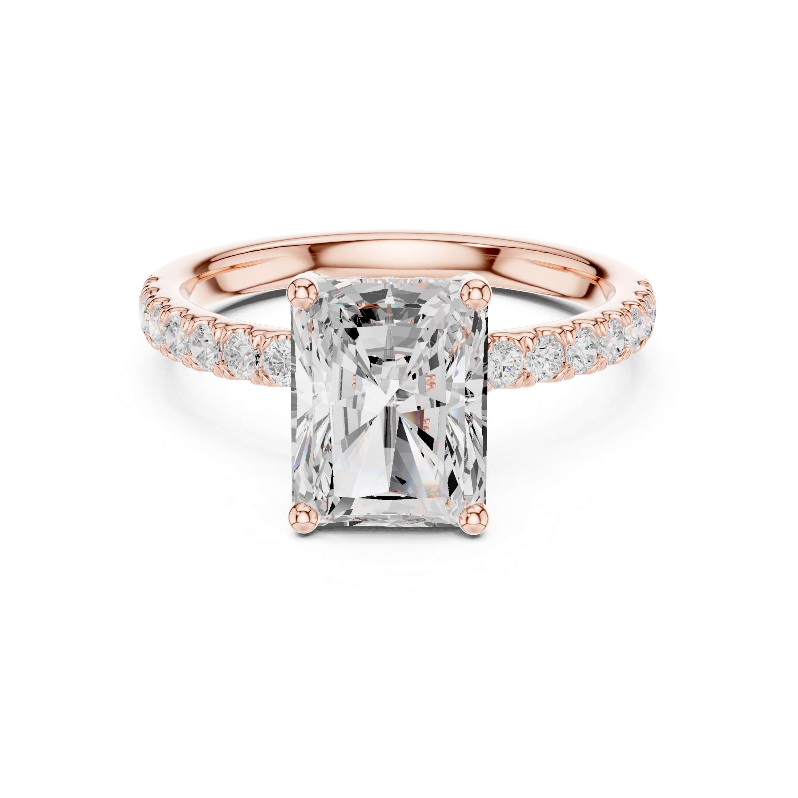 Radiant Cut Pavé Solitaire Engagement Ring with Hidden Diamond Gallery