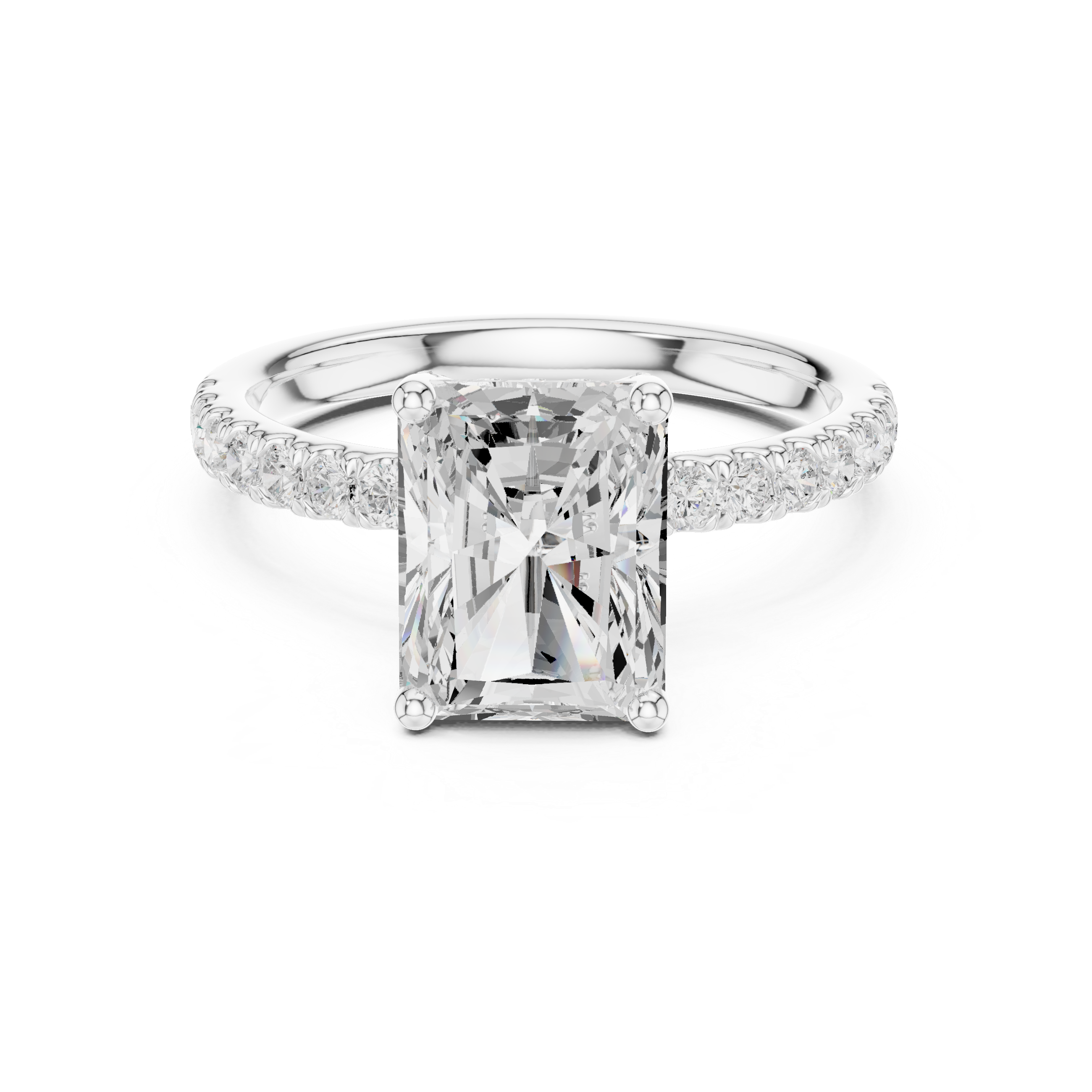 Radiant Cut Pavé Solitaire Engagement Ring with Hidden Diamond Gallery