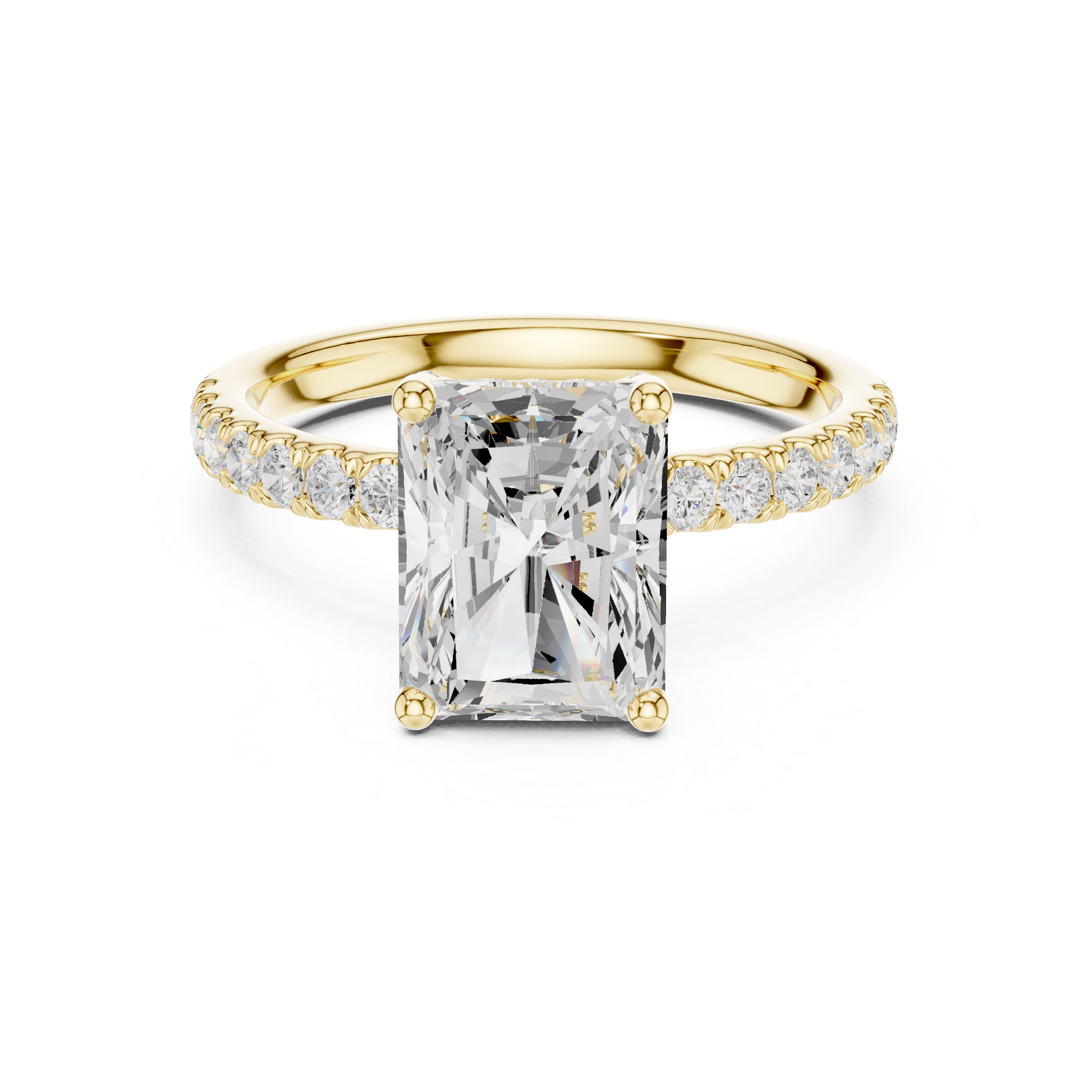 Radiant Cut Pavé Solitaire Engagement Ring with Hidden Diamond Gallery