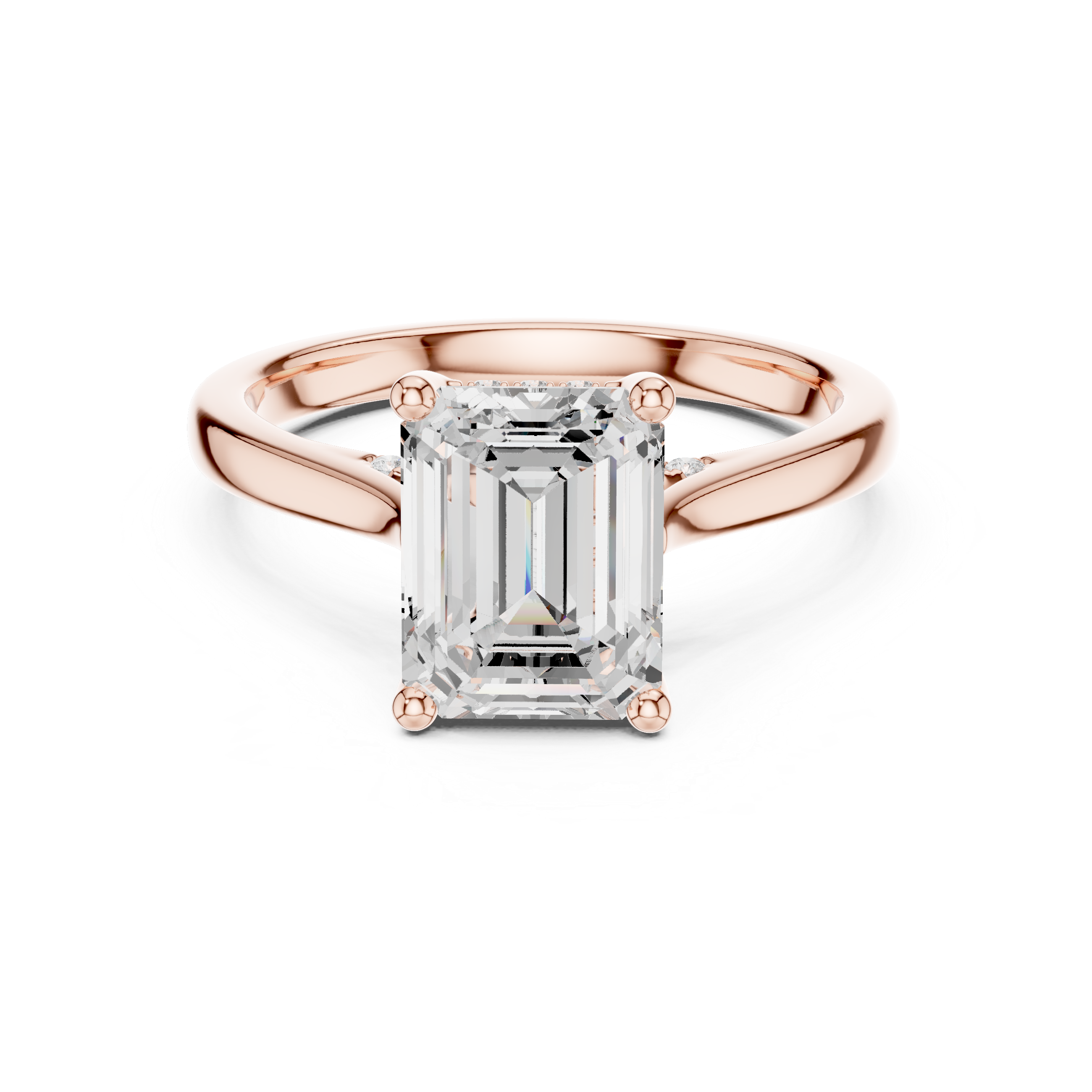 Elegant Emerald Cut Solitaire Engagement Ring with Hidden Pavé Accent