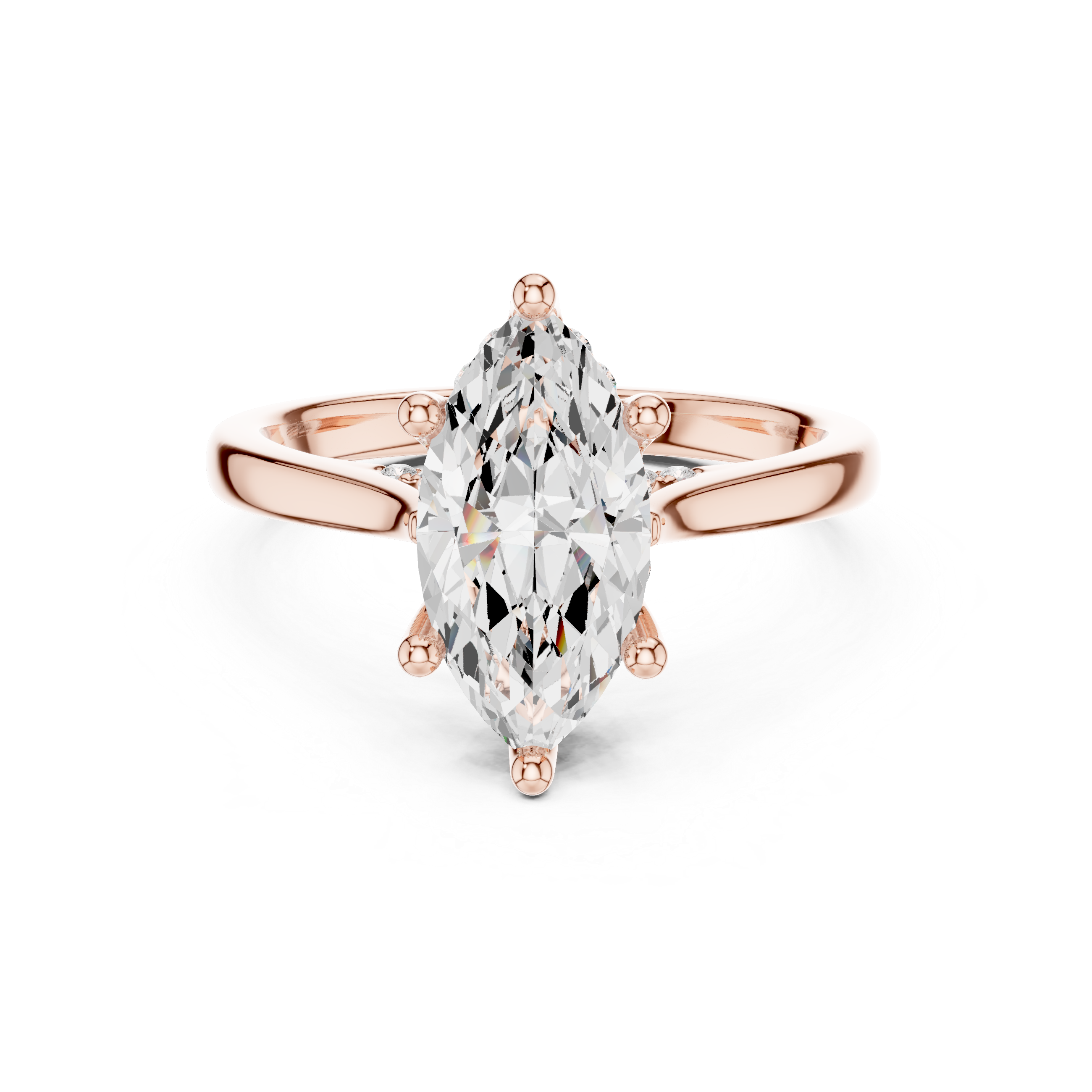 Elegant Marquise Cut Solitaire Engagement Ring with Hidden Pavé Gallery