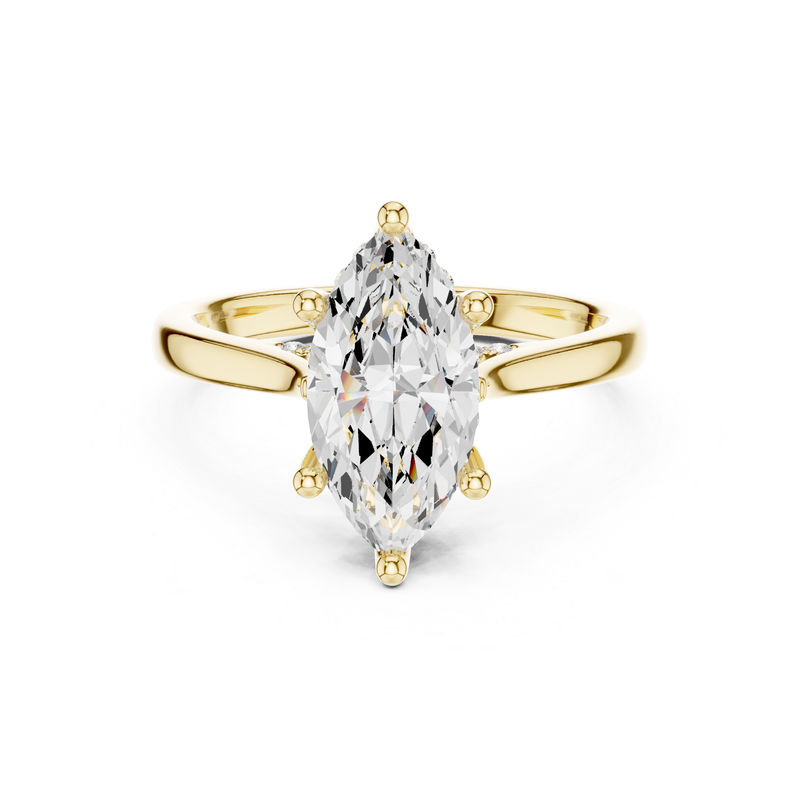 Elegant Marquise Cut Solitaire Engagement Ring with Hidden Pavé Gallery