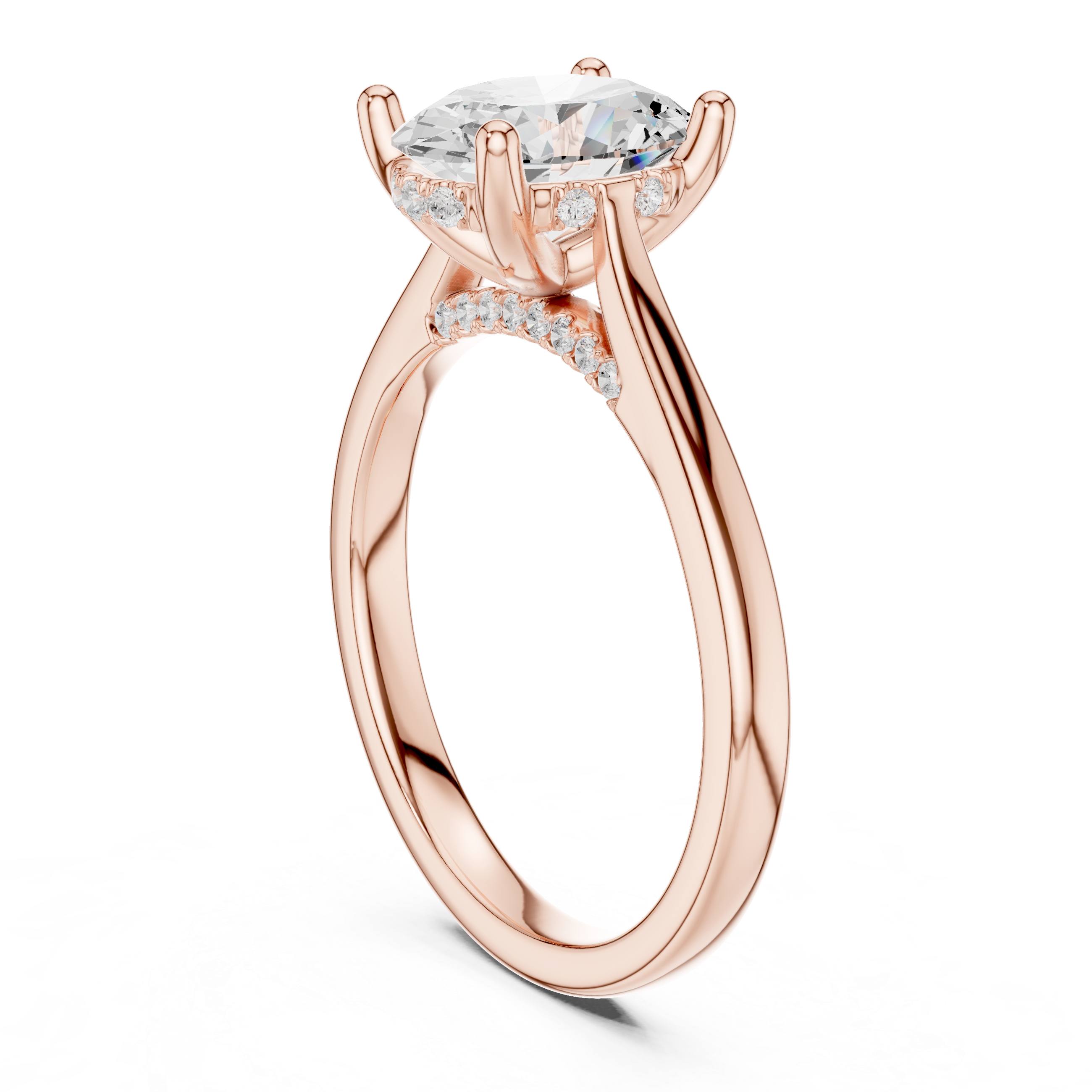 Classic Oval Cut Solitaire Engagement Ring with Hidden Pavé Gallery