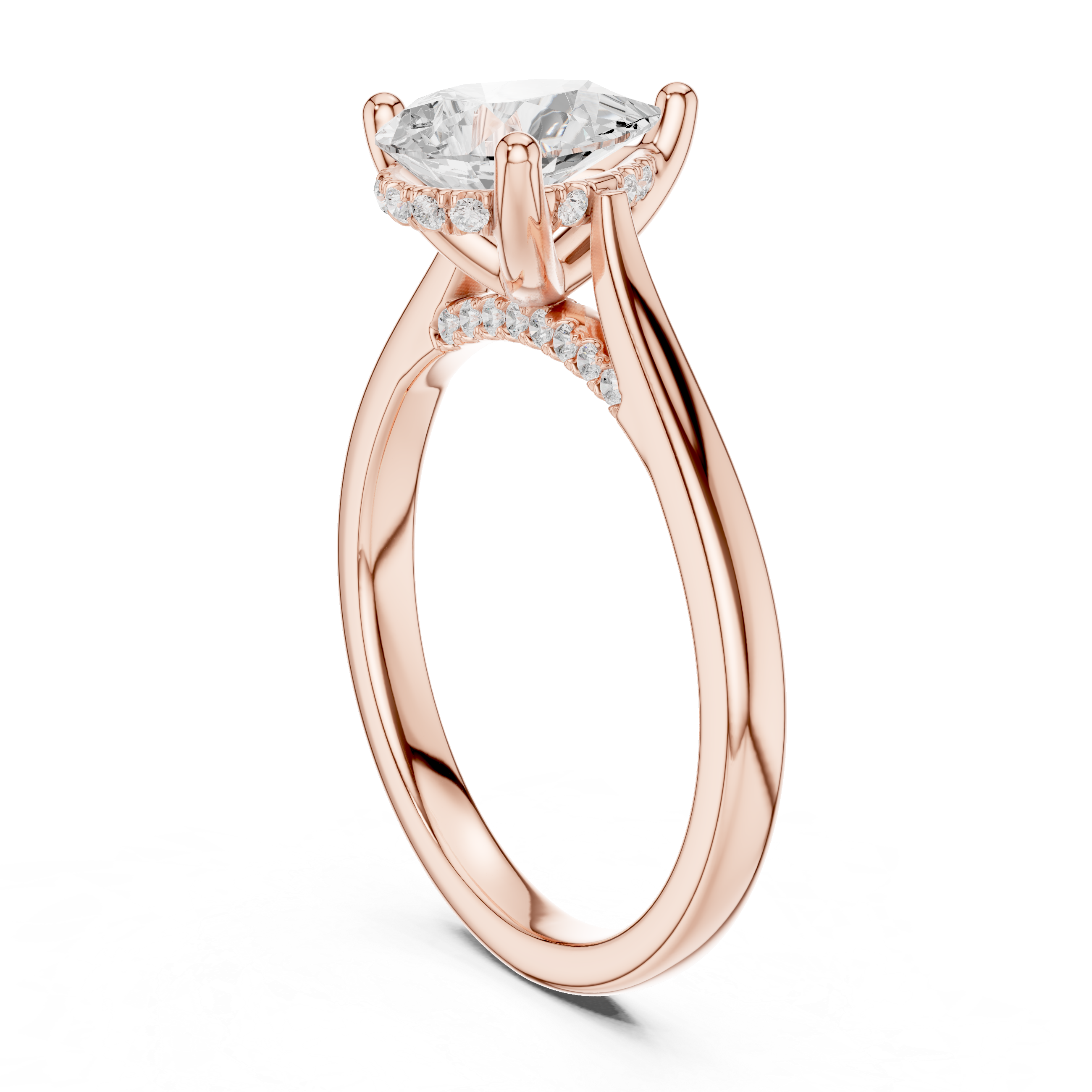 Classic Pear Cut Solitaire Engagement Ring with Hidden Pavé Accent