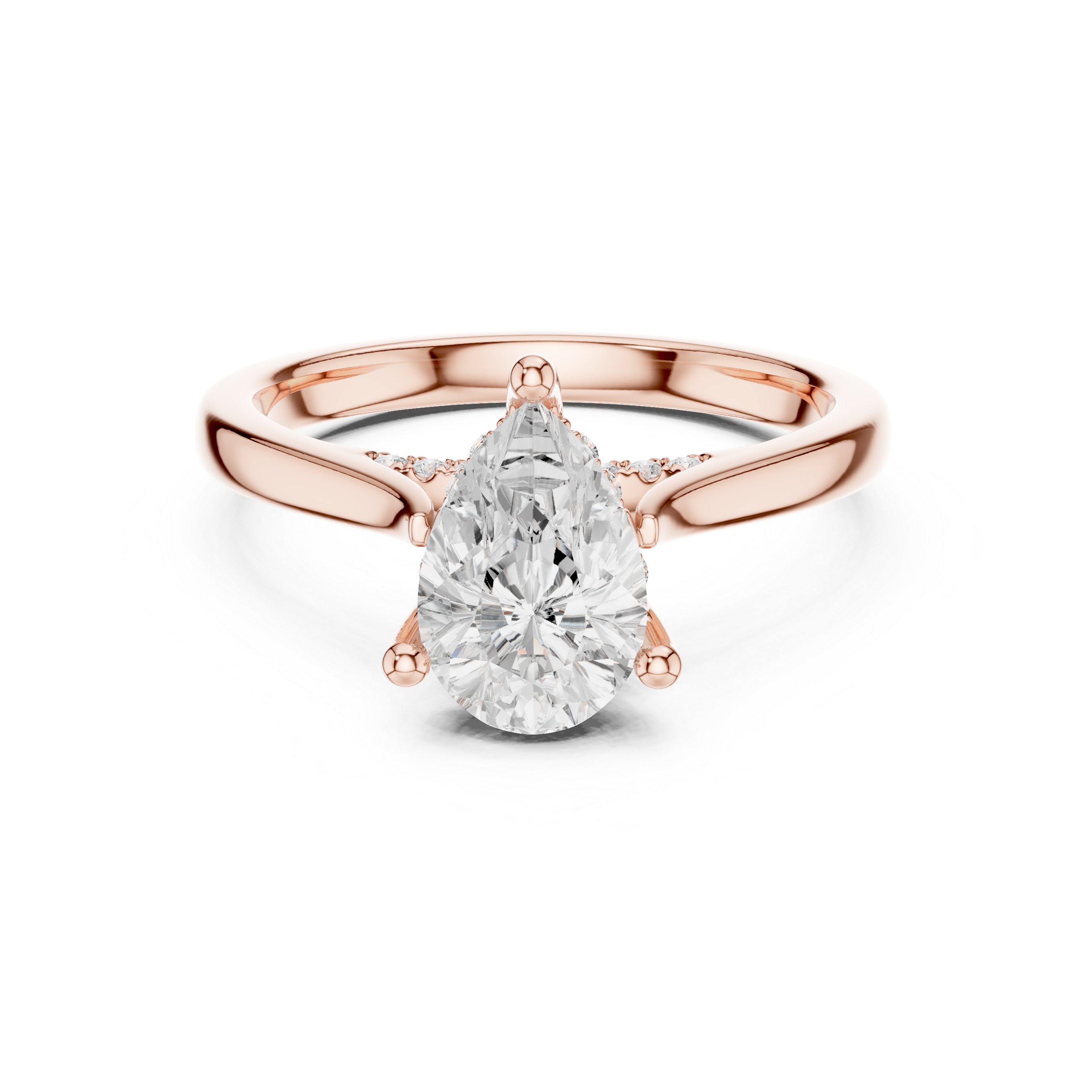 Classic Pear Cut Solitaire Engagement Ring with Hidden Pavé Accent