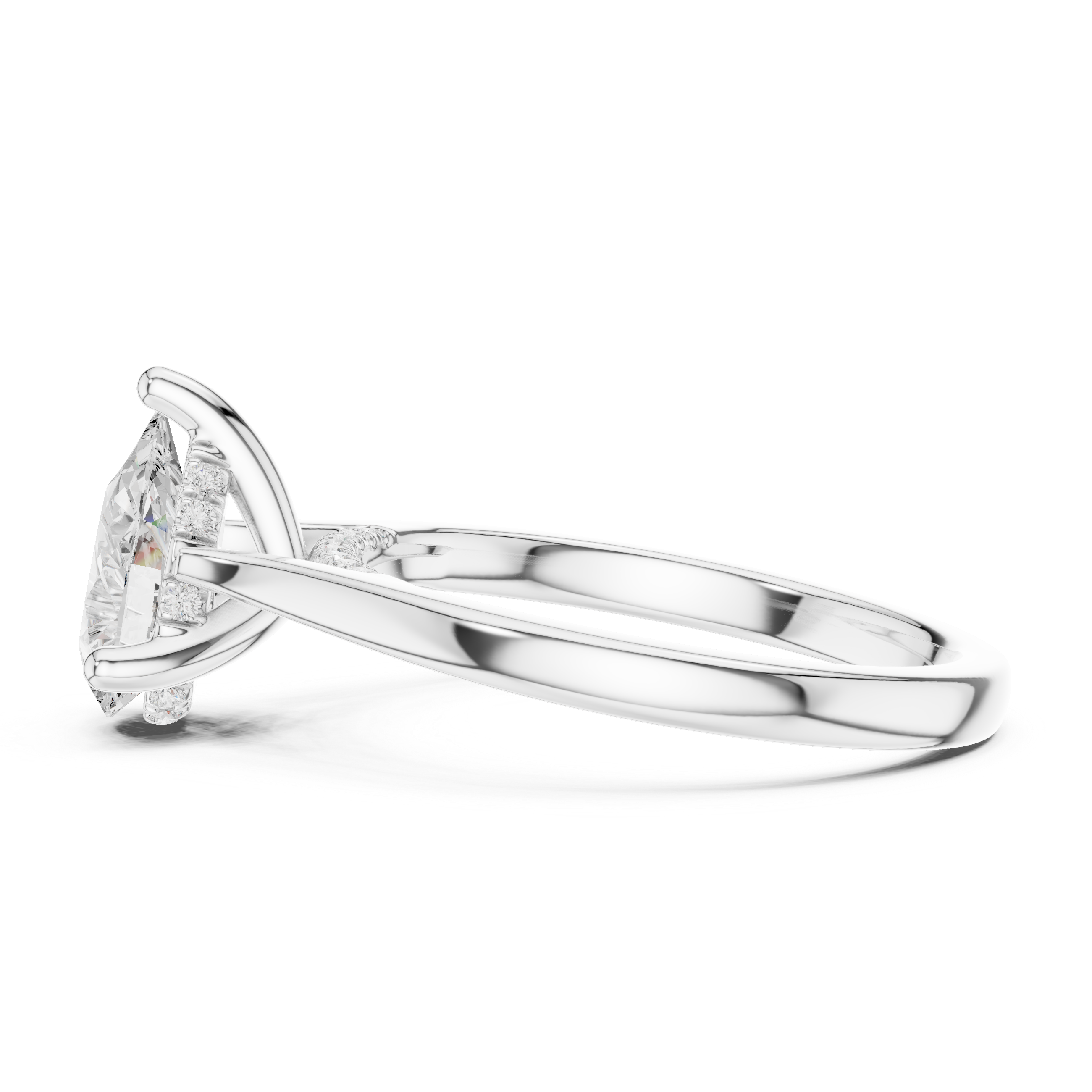 Classic Pear Cut Solitaire Engagement Ring with Hidden Pavé Accent