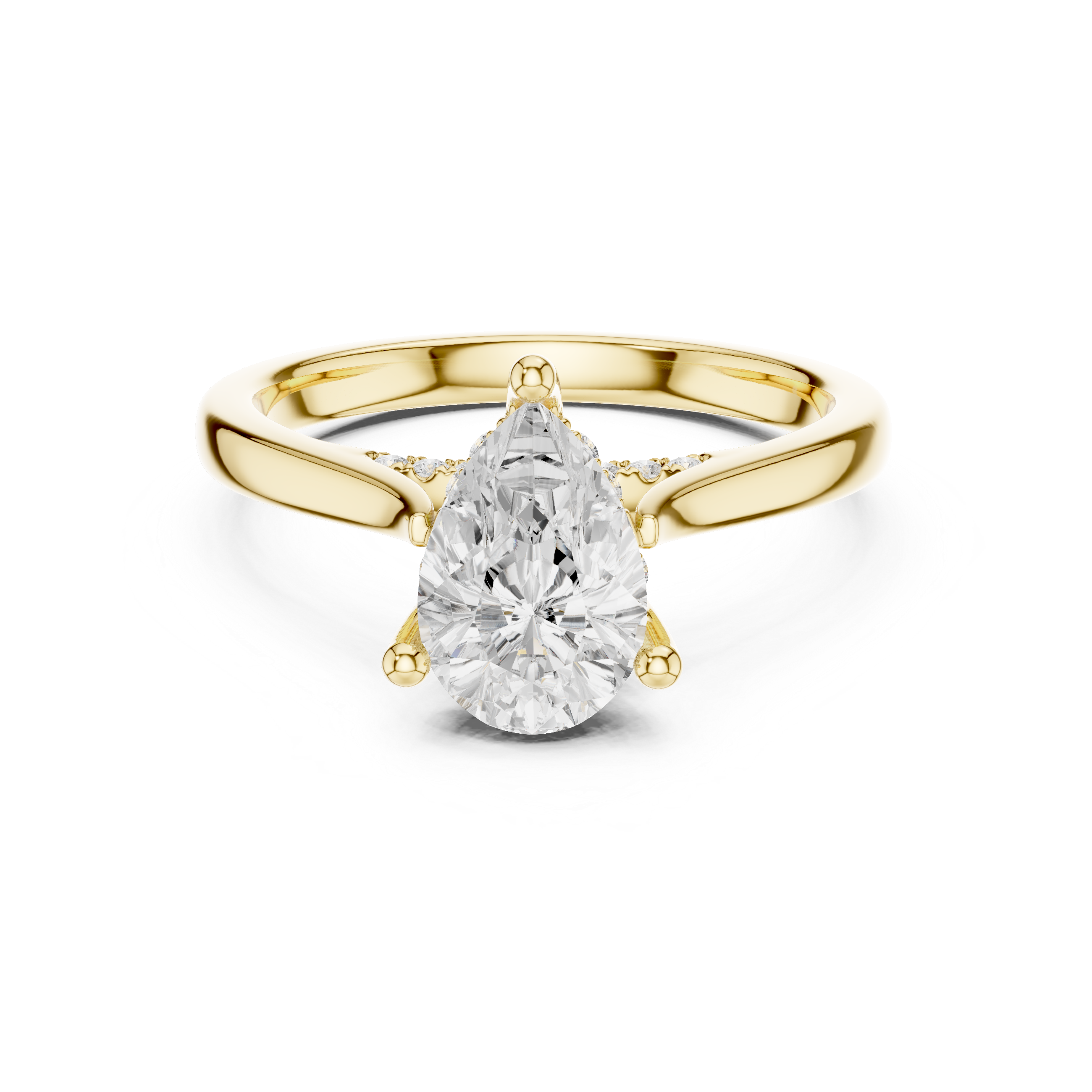 Classic Pear Cut Solitaire Engagement Ring with Hidden Pavé Accent