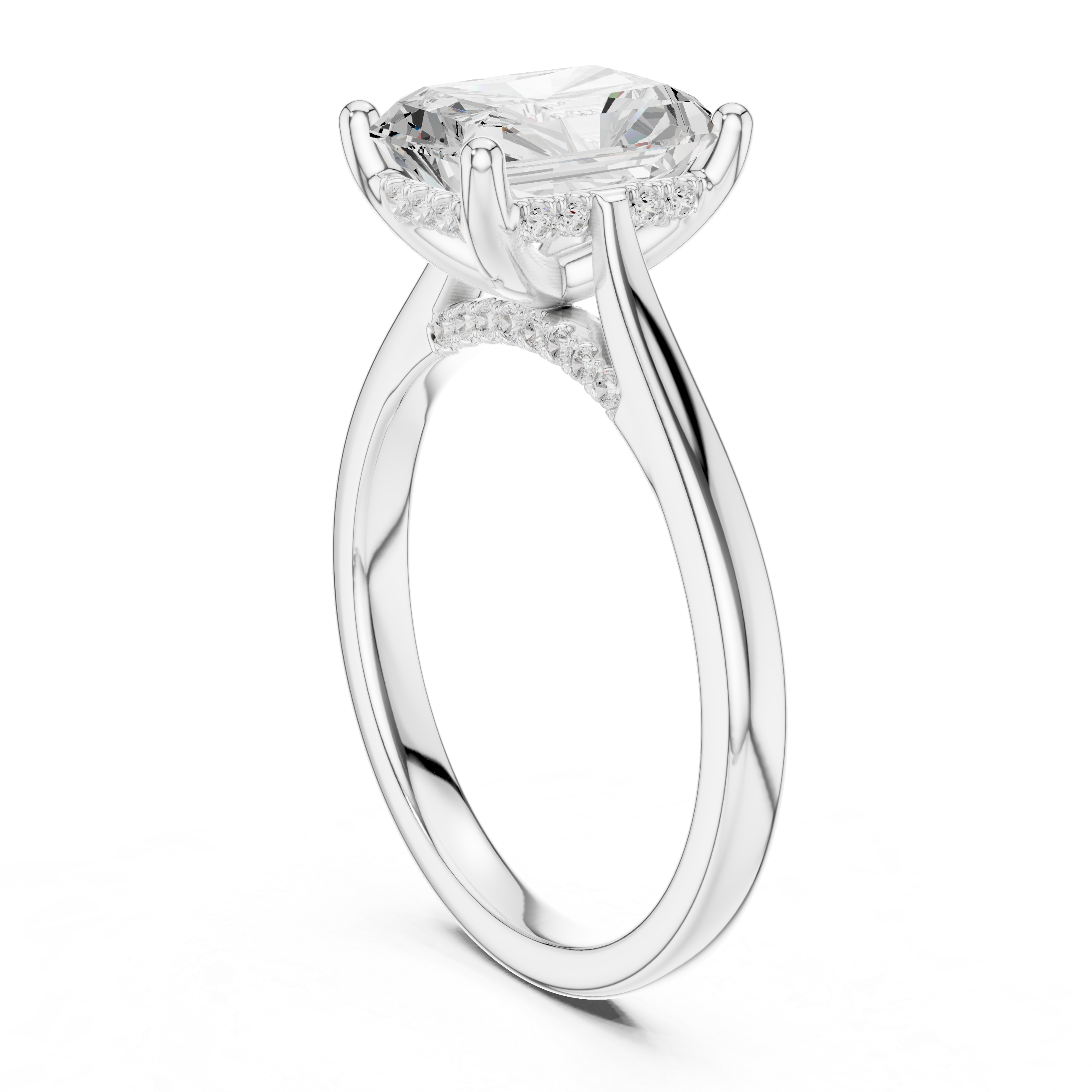 Elegant Radiant Cut Solitaire Engagement Ring with Hidden Pavé Gallery
