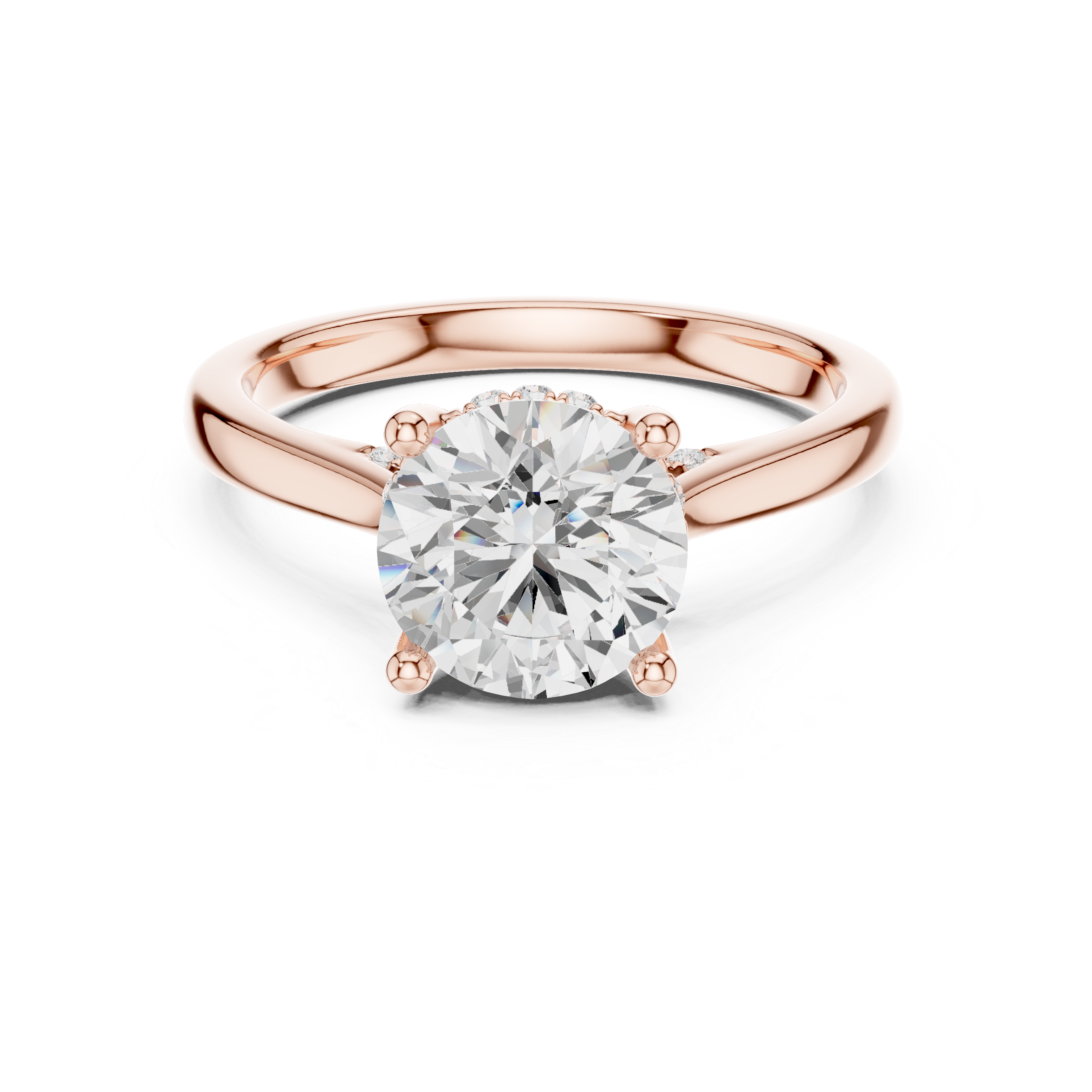 Classic Round Cut Solitaire Engagement Ring with Hidden Pavé Accent