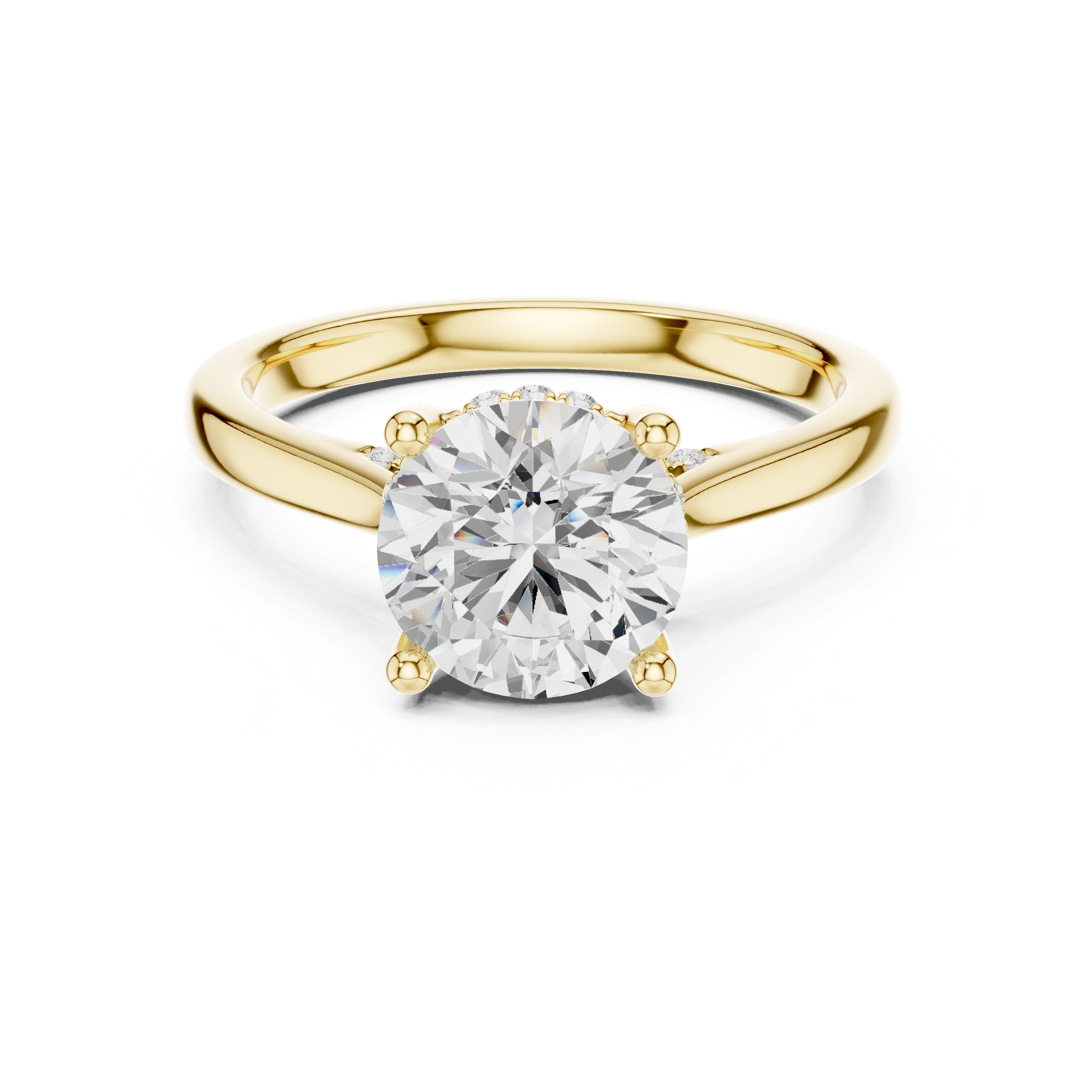 Classic Round Cut Solitaire Engagement Ring with Hidden Pavé Accent