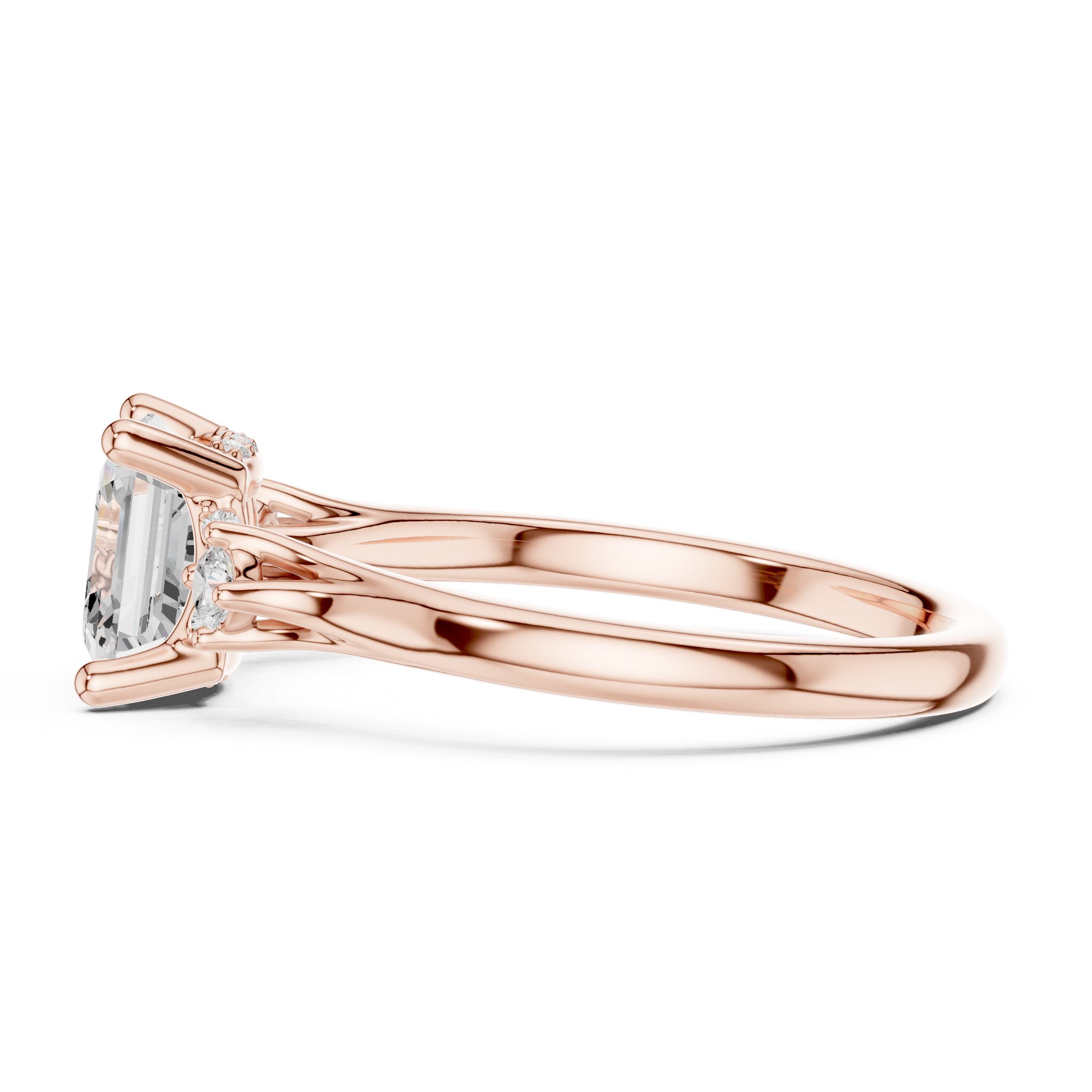Asscher Cut Three Stone Engagement Ring with Hidden Pavé Gallery
