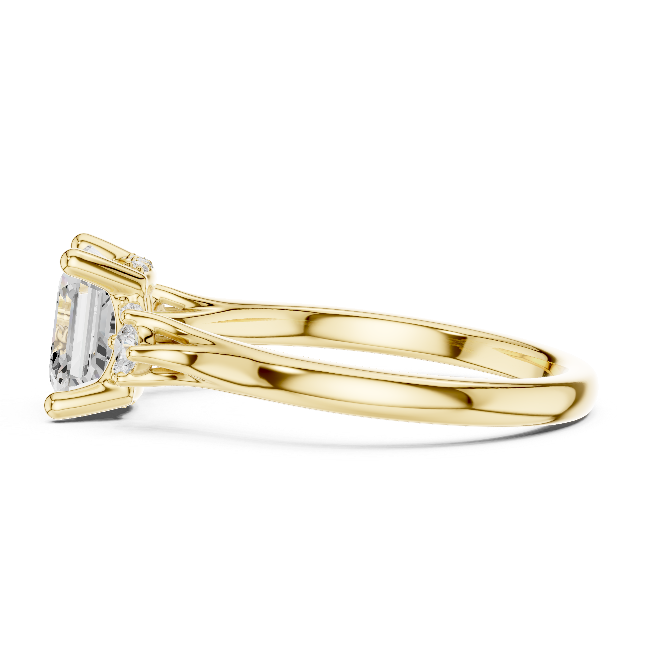 Asscher Cut Three Stone Engagement Ring with Hidden Pavé Gallery