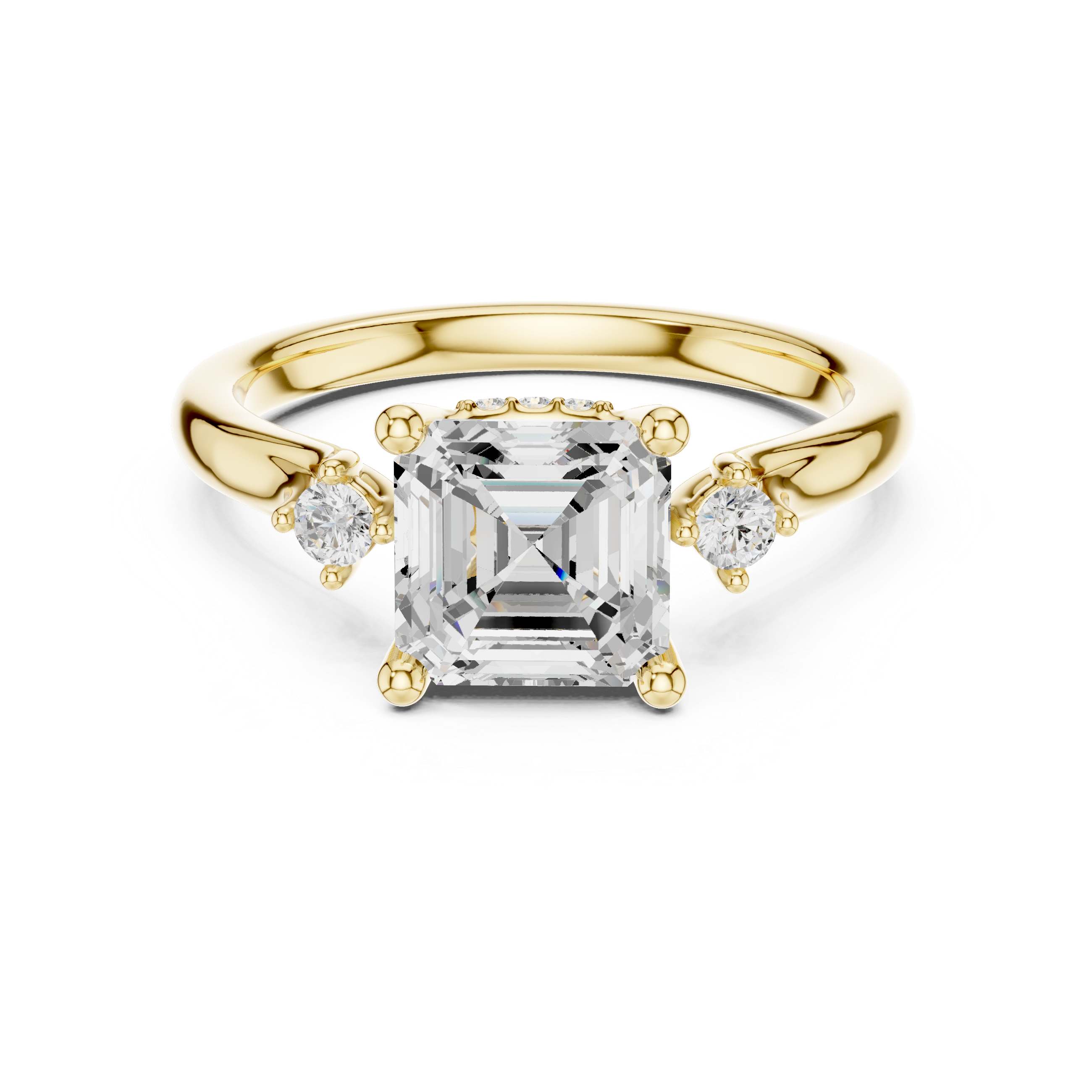Asscher Cut Three Stone Engagement Ring with Hidden Pavé Gallery