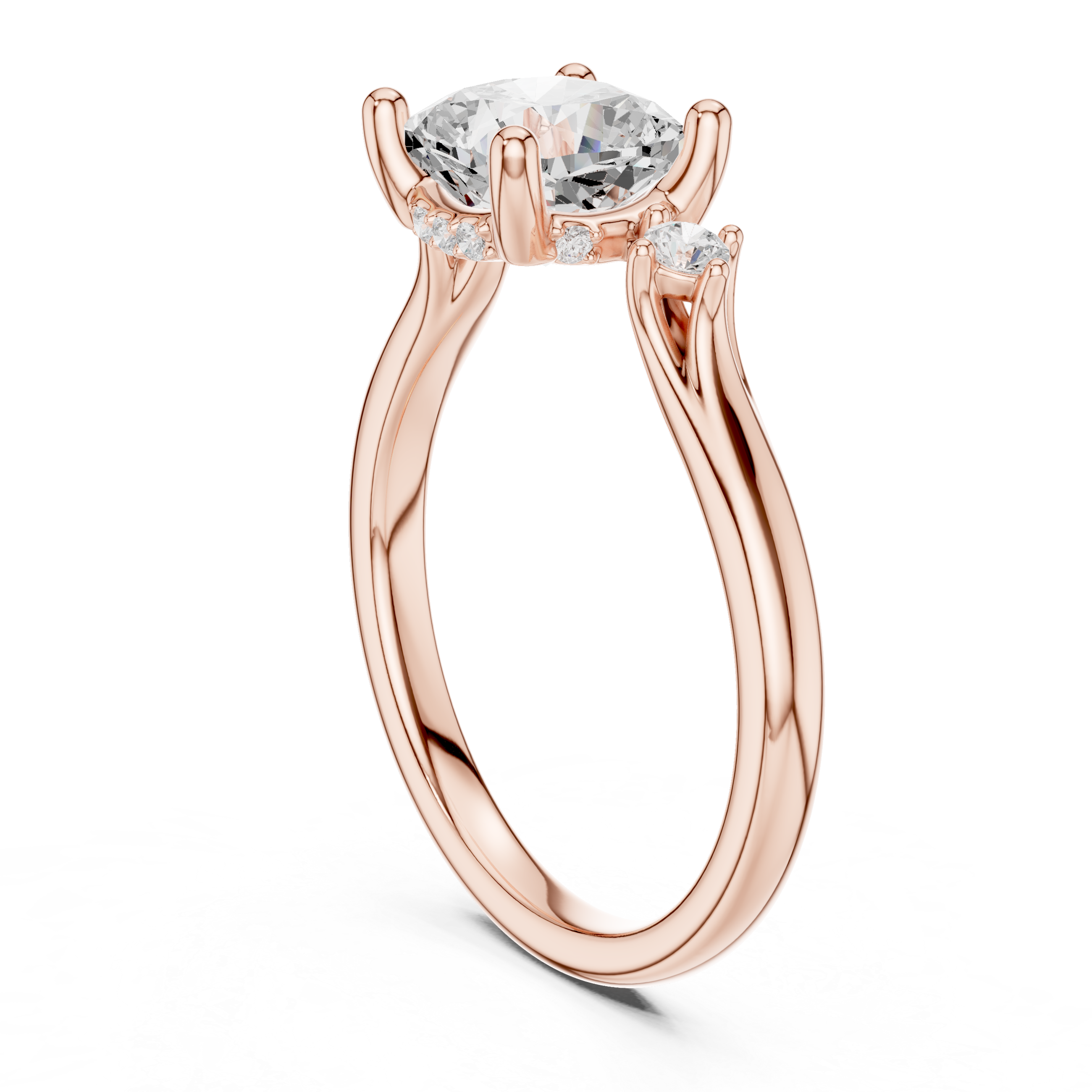 Cushion Cut Three Stone Engagement Ring with Hidden Pavé Detail