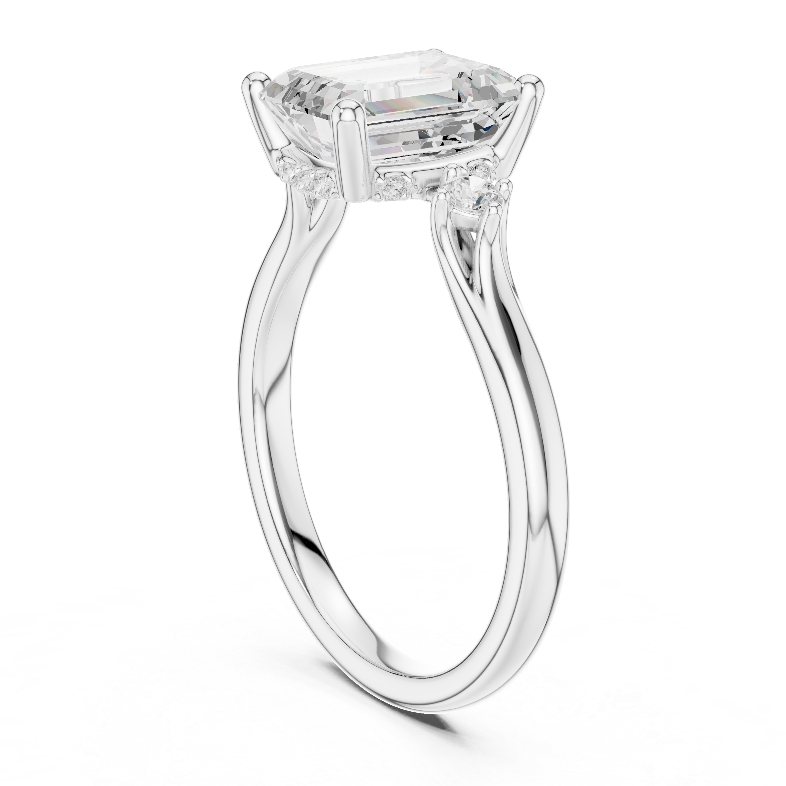 Emerald Cut Three Stone Engagement Ring with Hidden Pavé Gallery