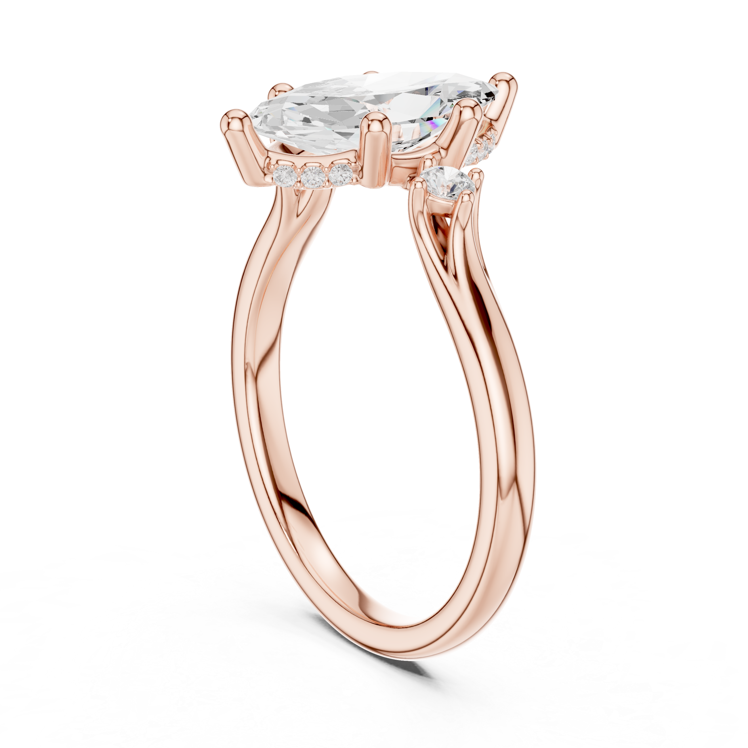 Marquise Cut Three Stone Engagement Ring with Hidden Pavé Gallery