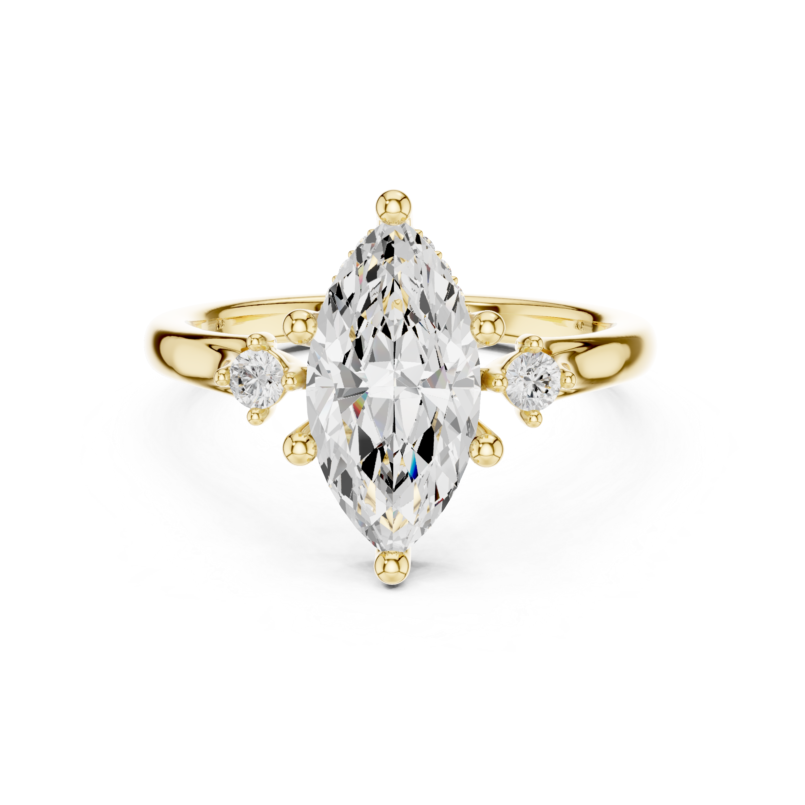 Marquise Cut Three Stone Engagement Ring with Hidden Pavé Gallery