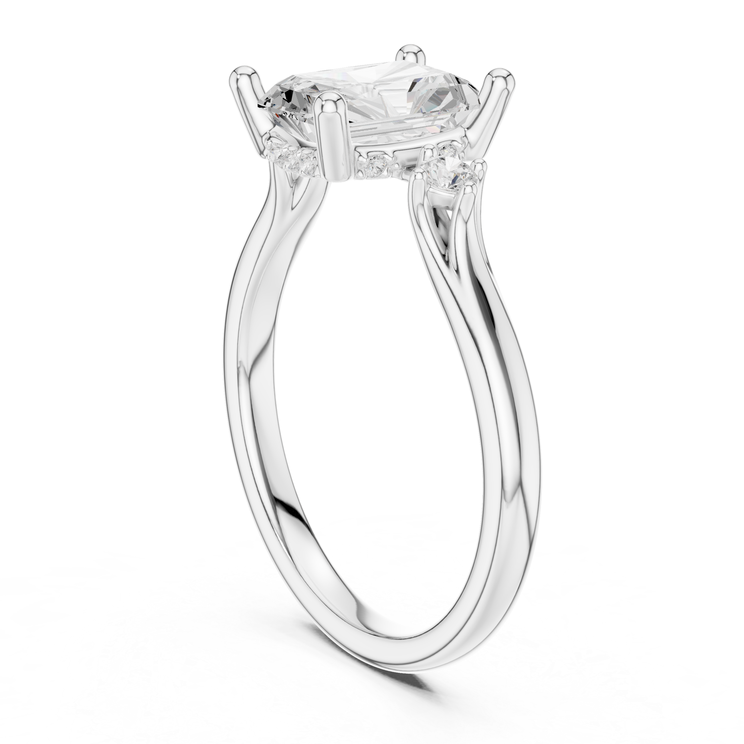 Radiant Cut Three Stone Engagement Ring with Hidden Pavé Gallery