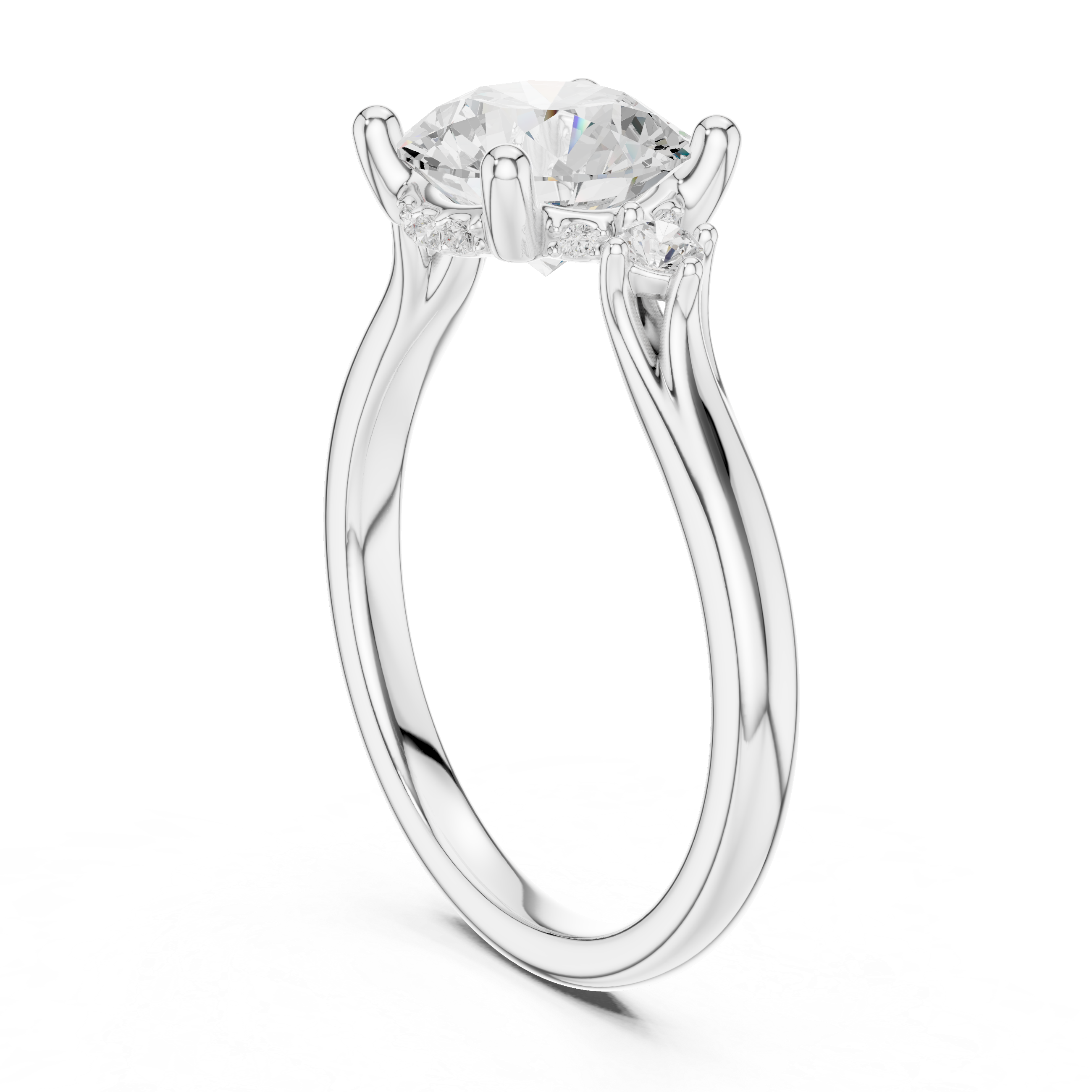 Round Brilliant Three Stone Engagement Ring with Hidden Pavé Gallery