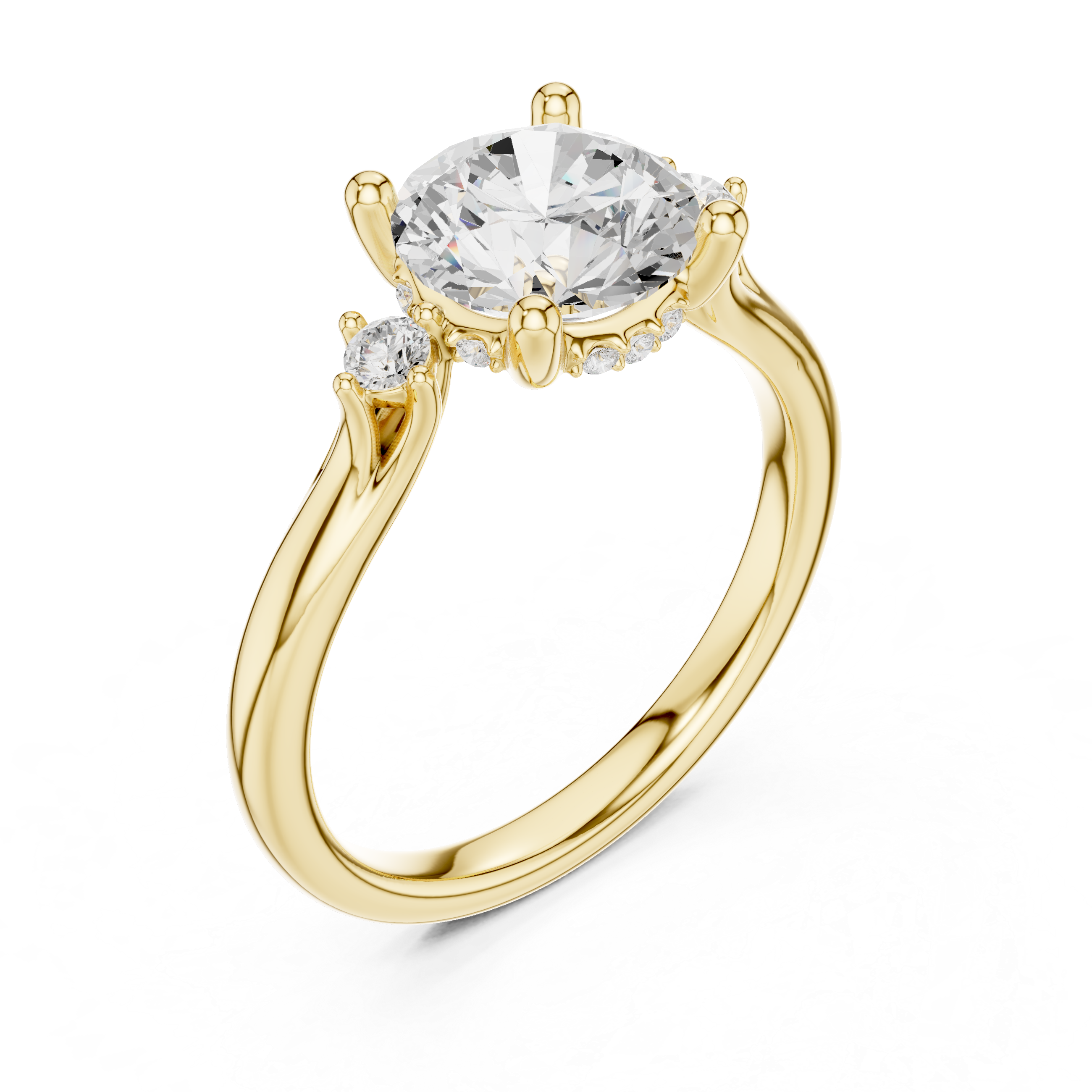 Round Brilliant Three Stone Engagement Ring with Hidden Pavé Gallery