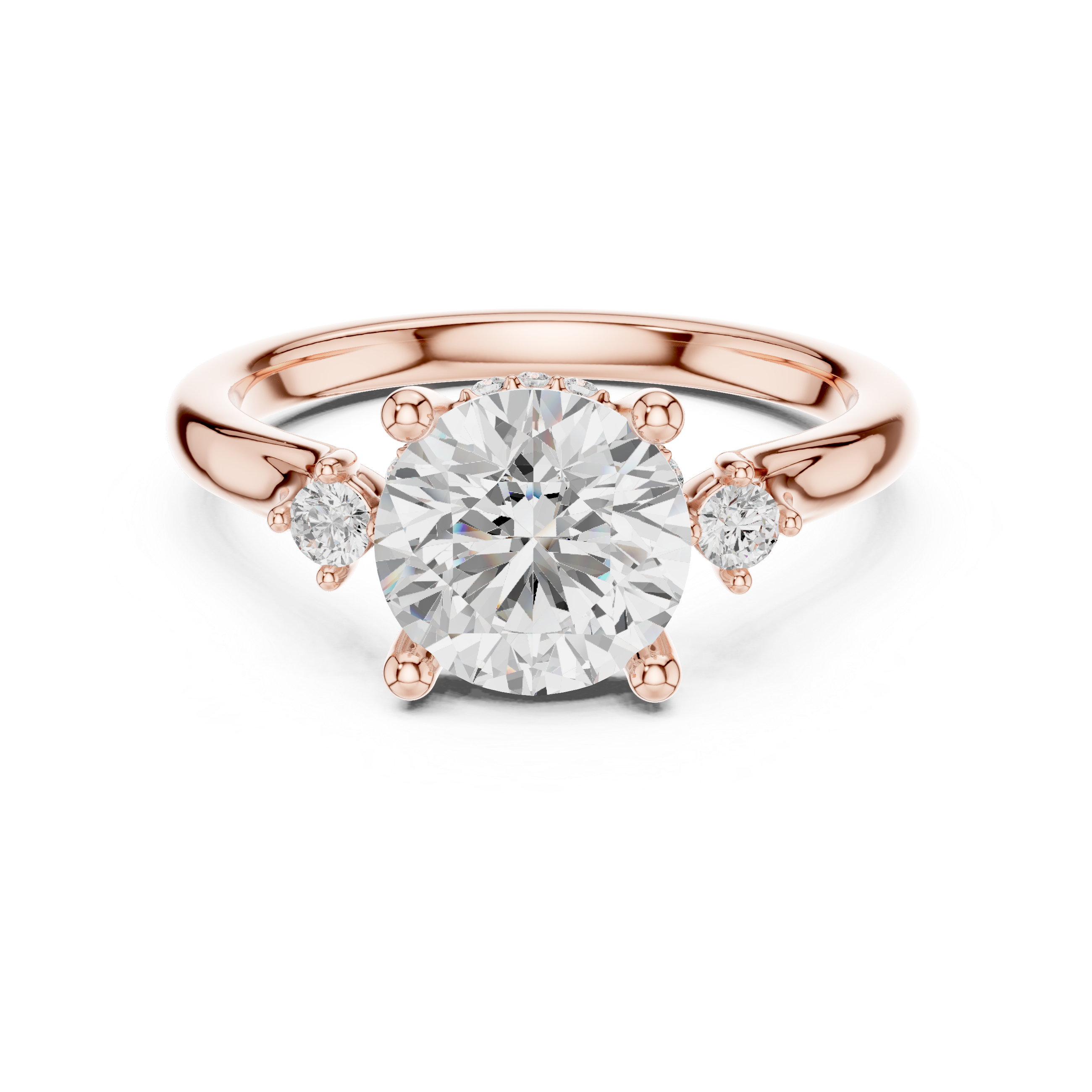 Round Brilliant Three Stone Engagement Ring with Hidden Pavé Gallery