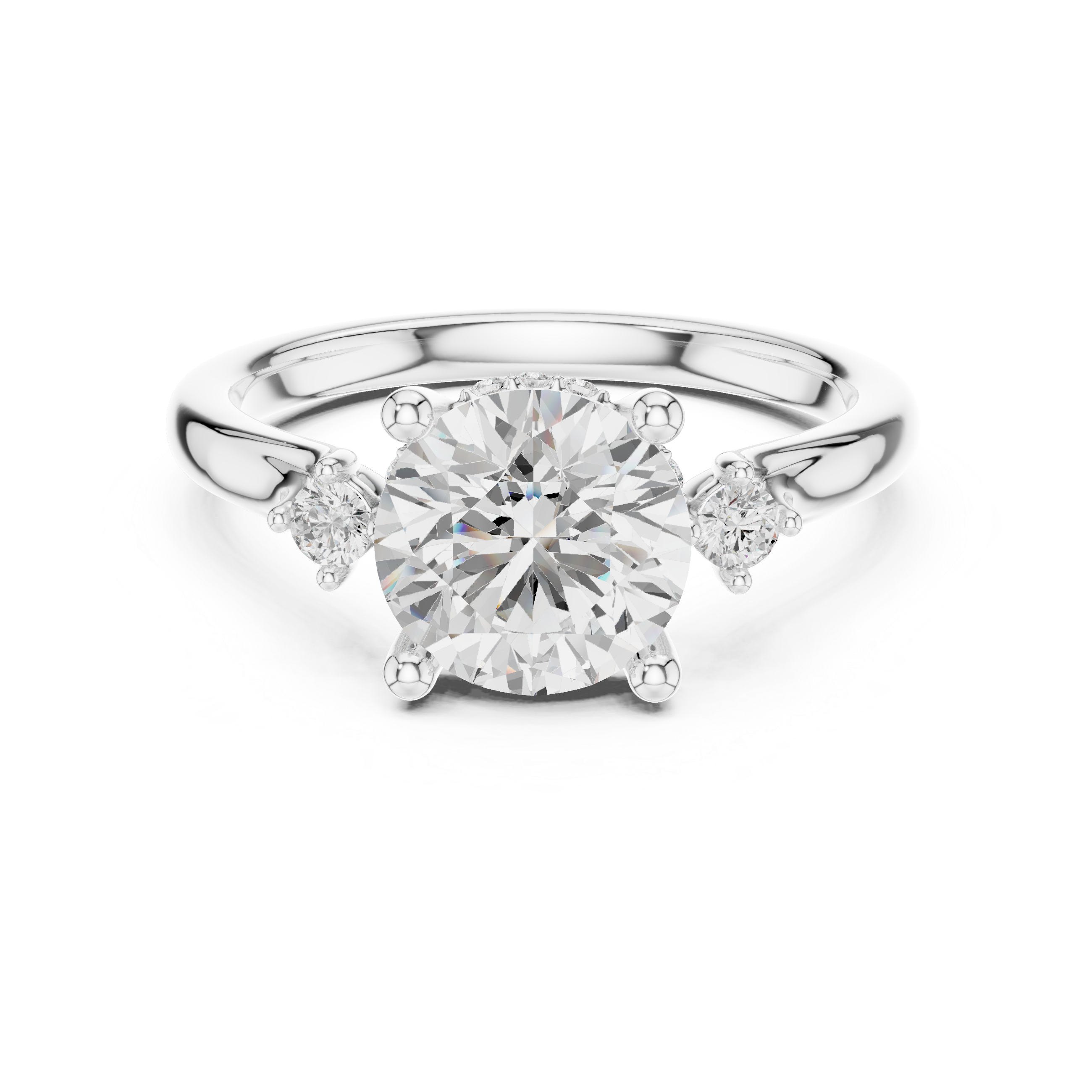 Round Brilliant Three Stone Engagement Ring with Hidden Pavé Gallery