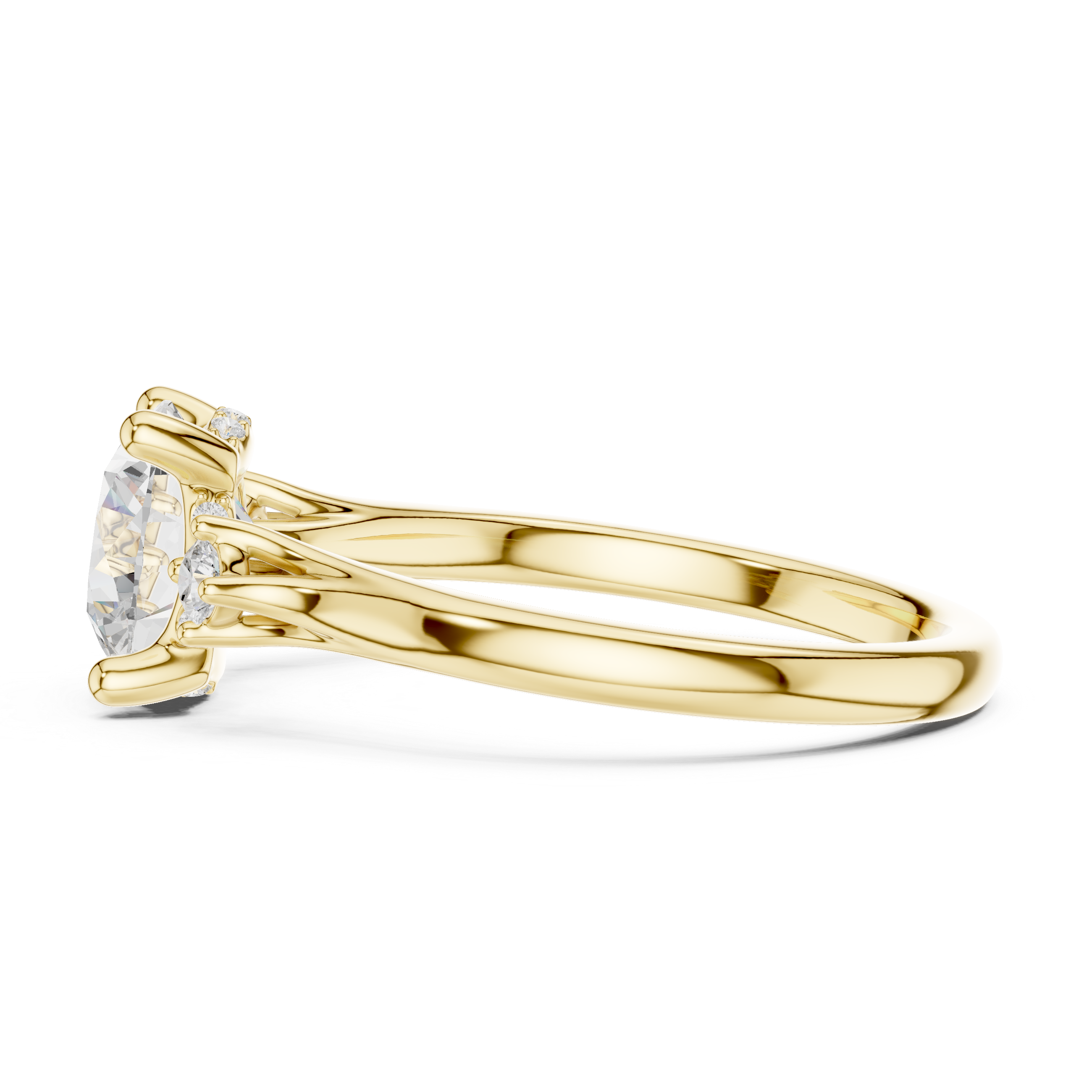 Round Brilliant Three Stone Engagement Ring with Hidden Pavé Gallery